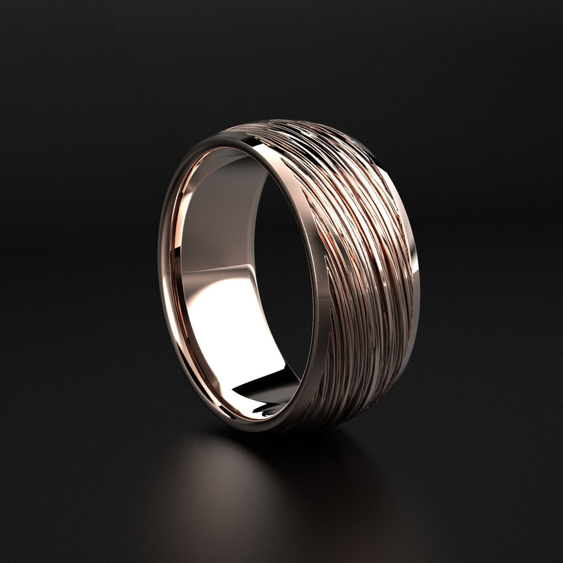 brushed men's wedding band with a matte finish, photo 5