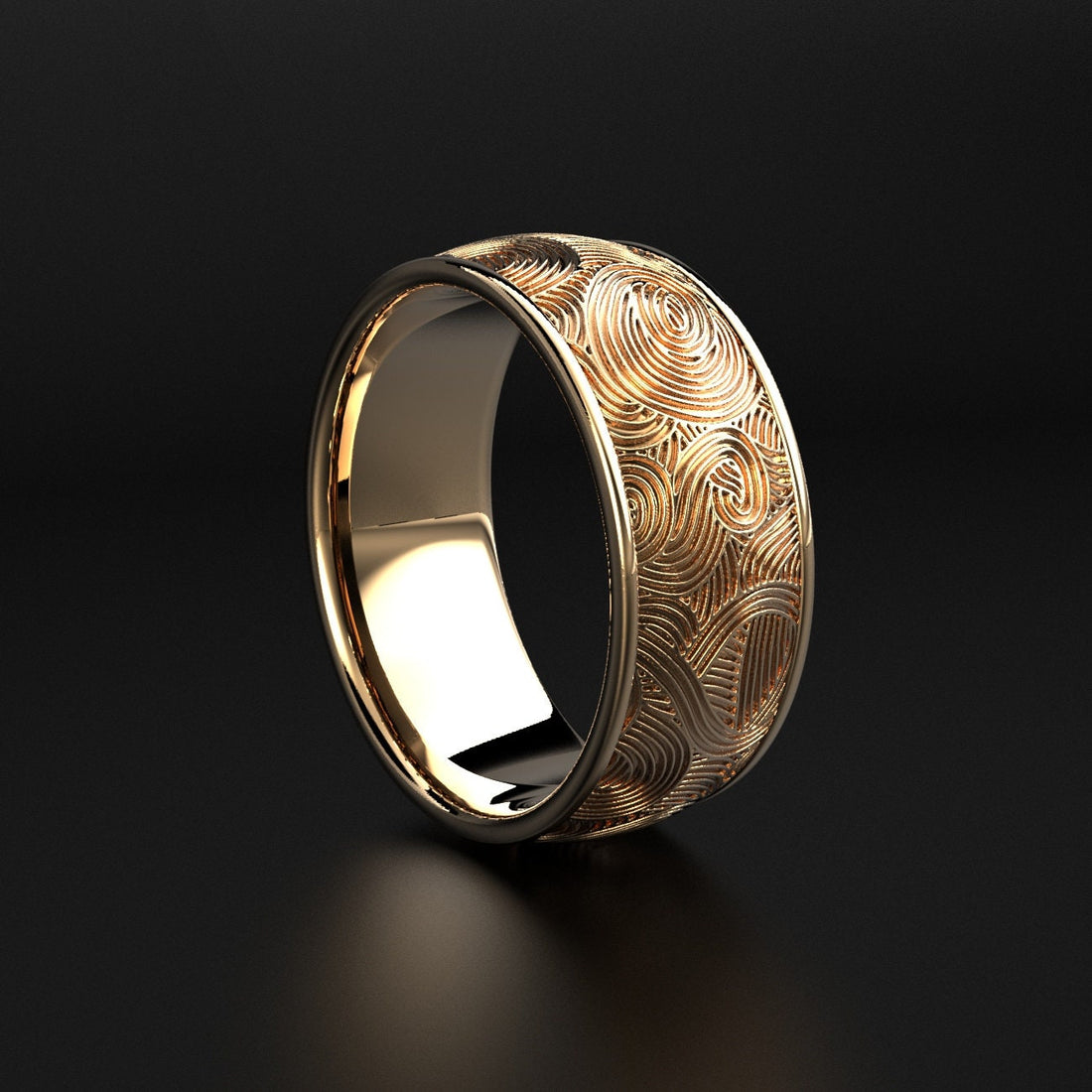 men's newgrange spiral engraved wedding band, photo 6