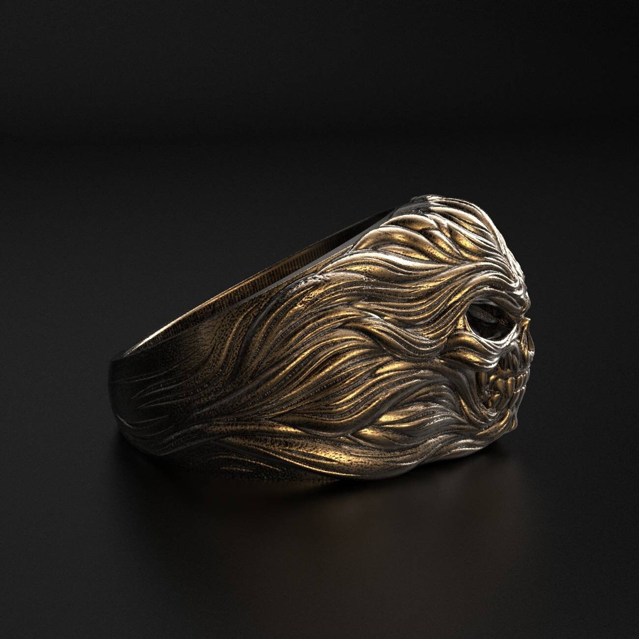 skull ring with a hundred-waves line texture, photo 6