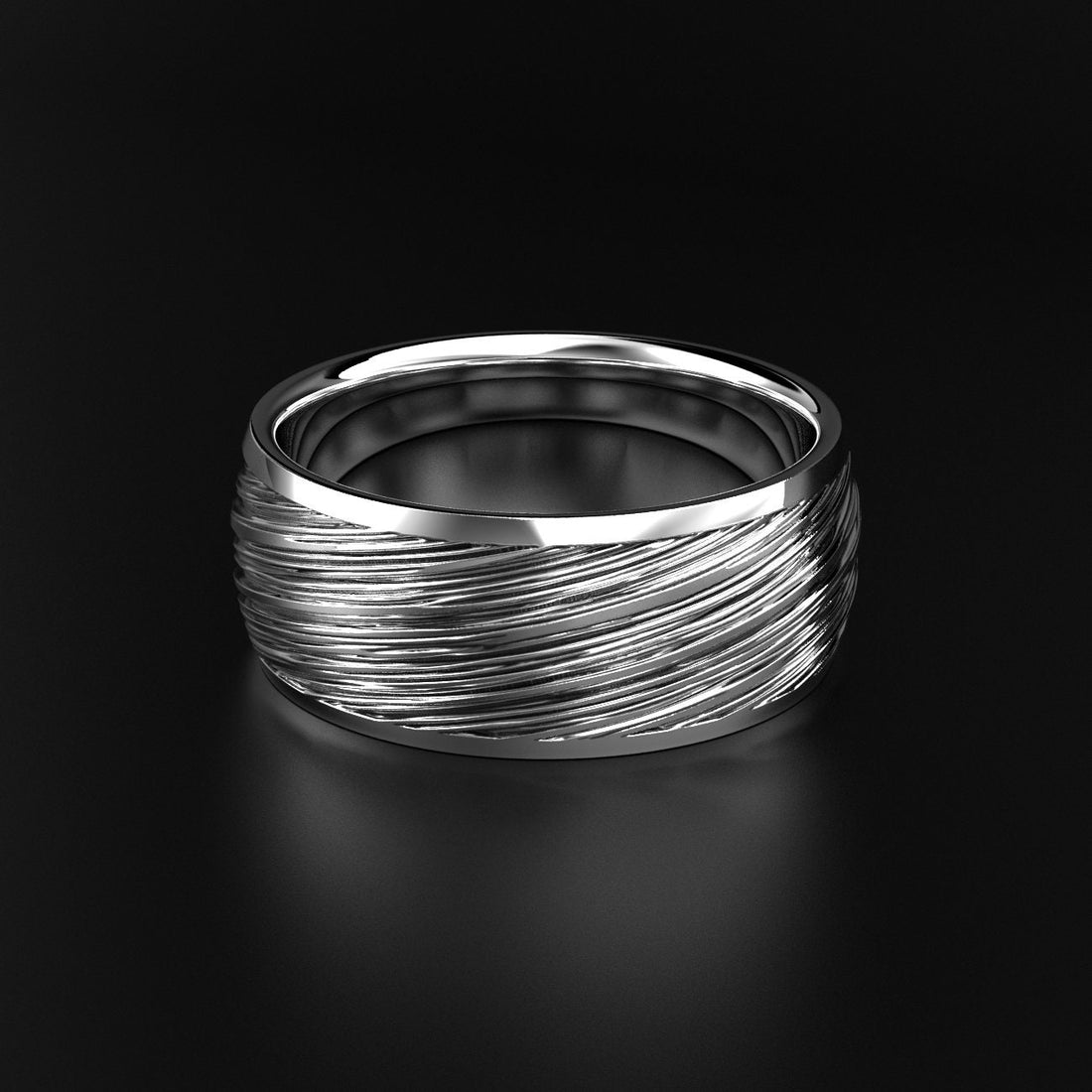 brushed men's wedding band with a matte finish, photo 3