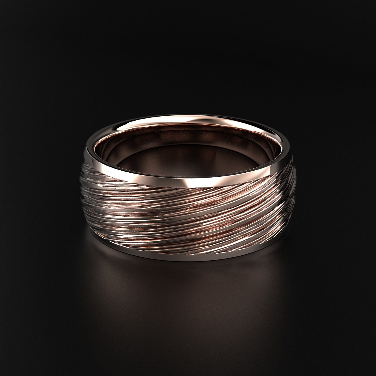 brushed men's wedding band with a matte finish, photo 4