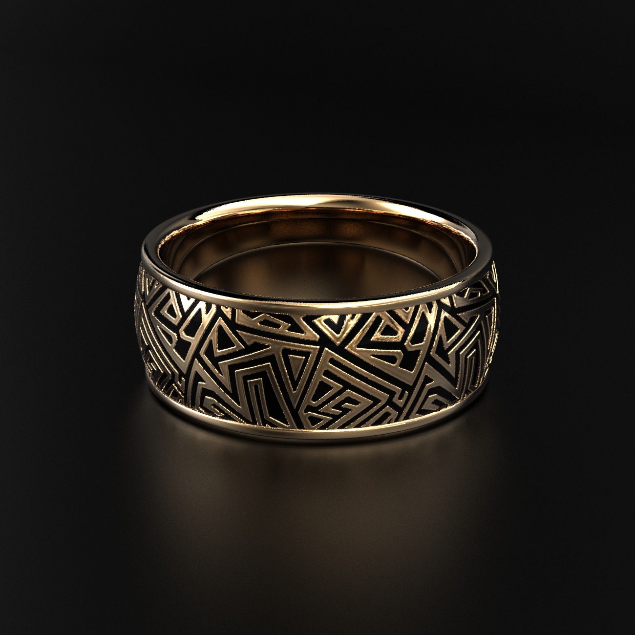 men's geometric textured wedding band, industrial style, photo 2