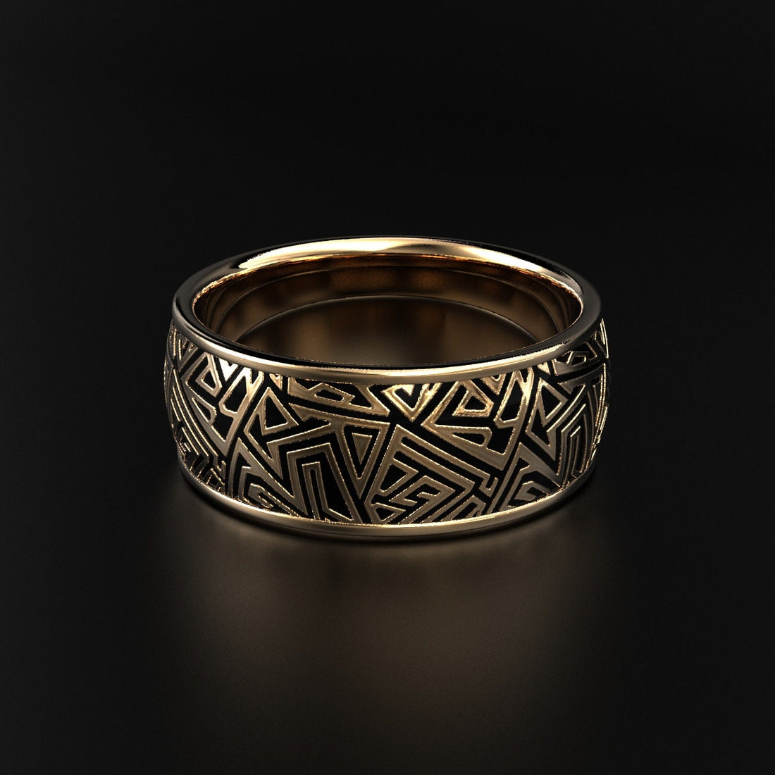 men's geometric textured wedding band, industrial style, photo 2