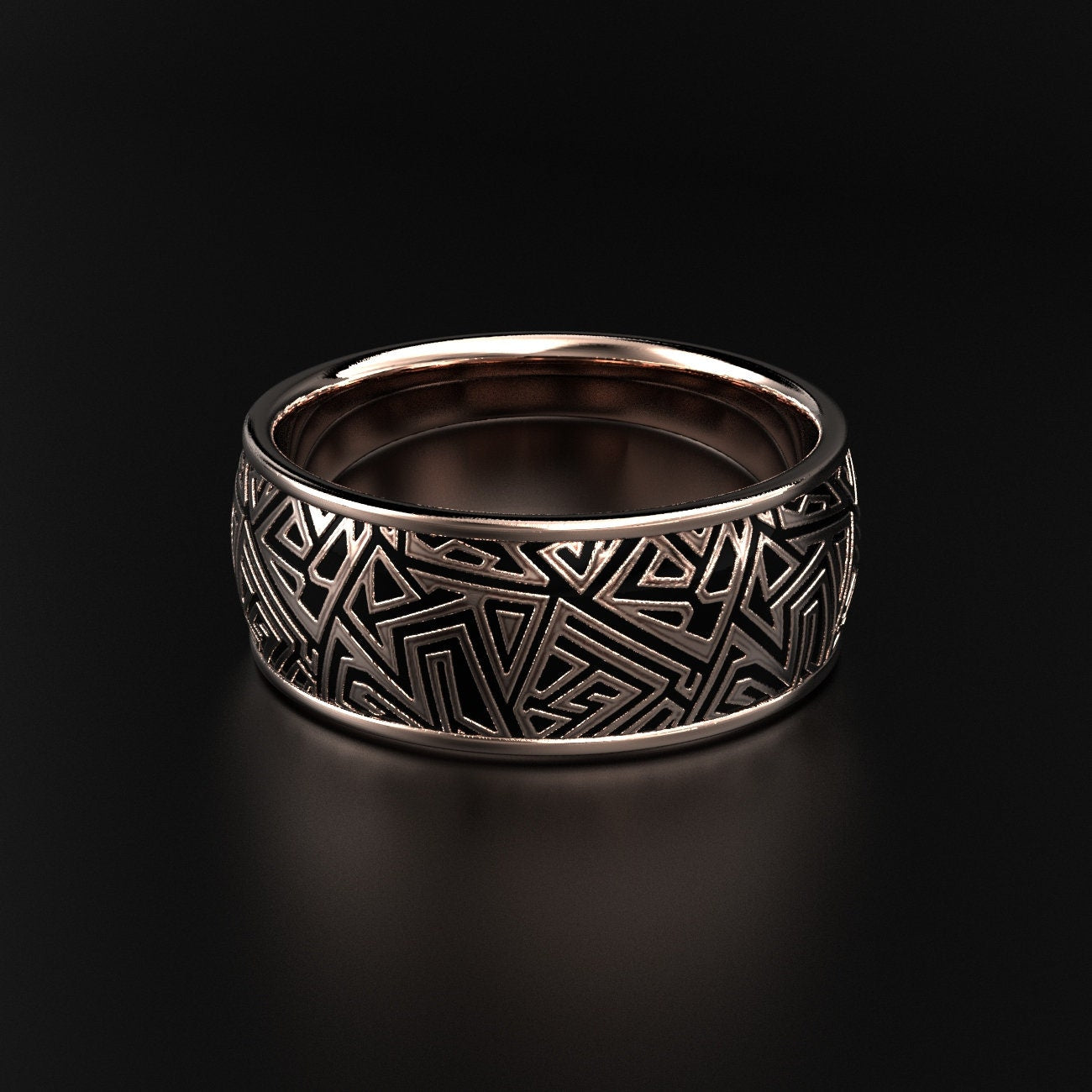 men's geometric textured wedding band, industrial style, photo 4