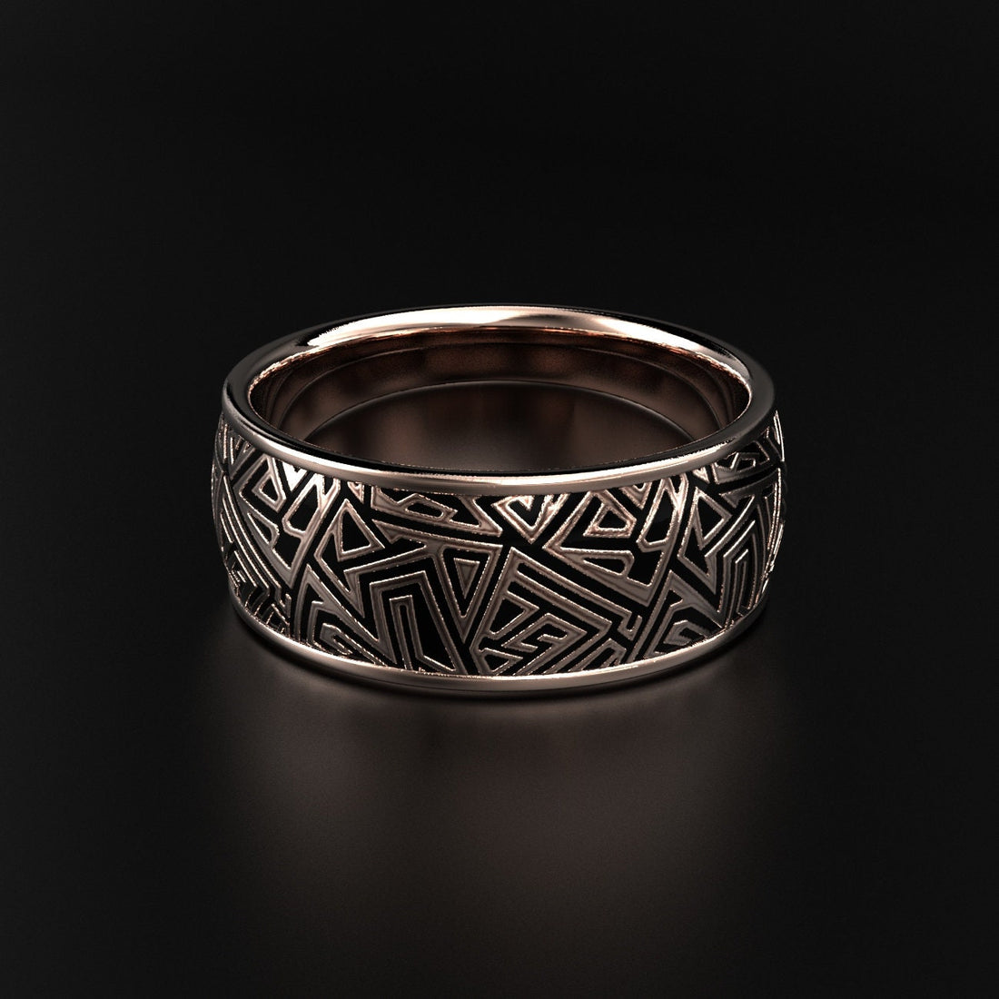men's geometric textured wedding band, industrial style, photo 4