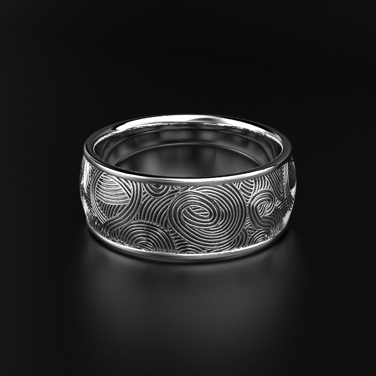 men's newgrange spiral engraved wedding band, photo 4