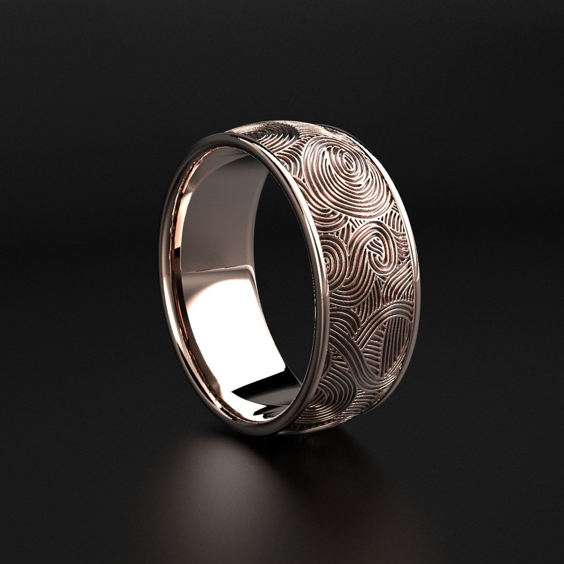 men's newgrange spiral engraved wedding band, photo 5