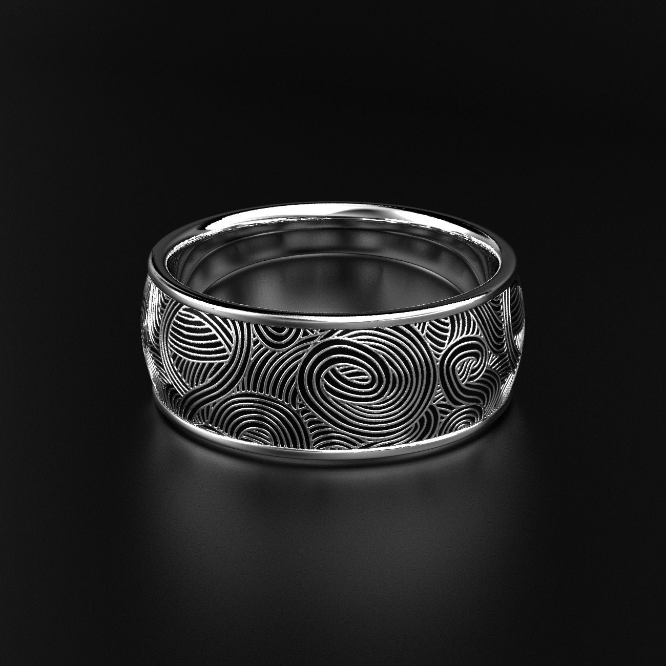 men's newgrange spiral engraved wedding band, photo 7