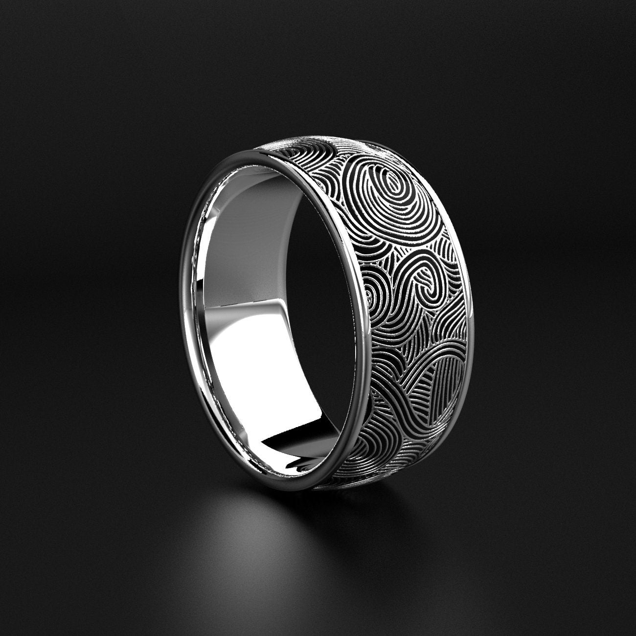 men's newgrange spiral engraved wedding band, photo 8