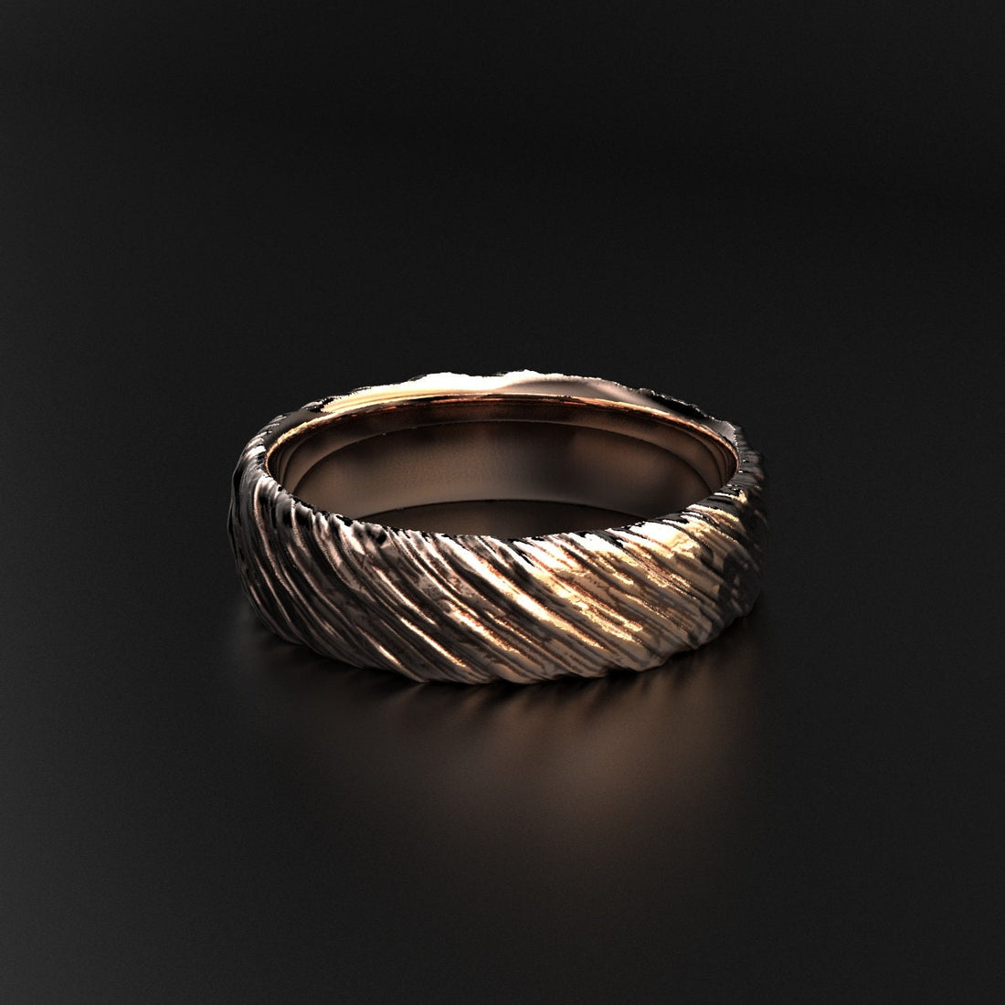 rustic hammered wedding band, photo 3