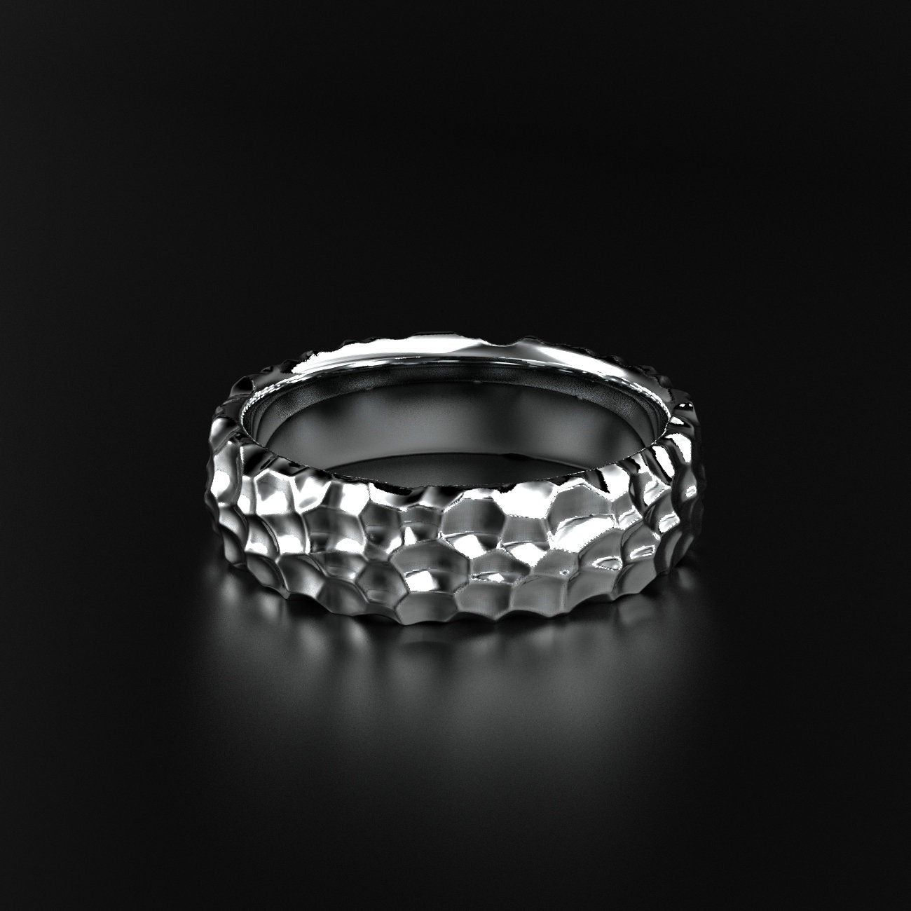 hammered wedding ring with a rustic texture, photo 1