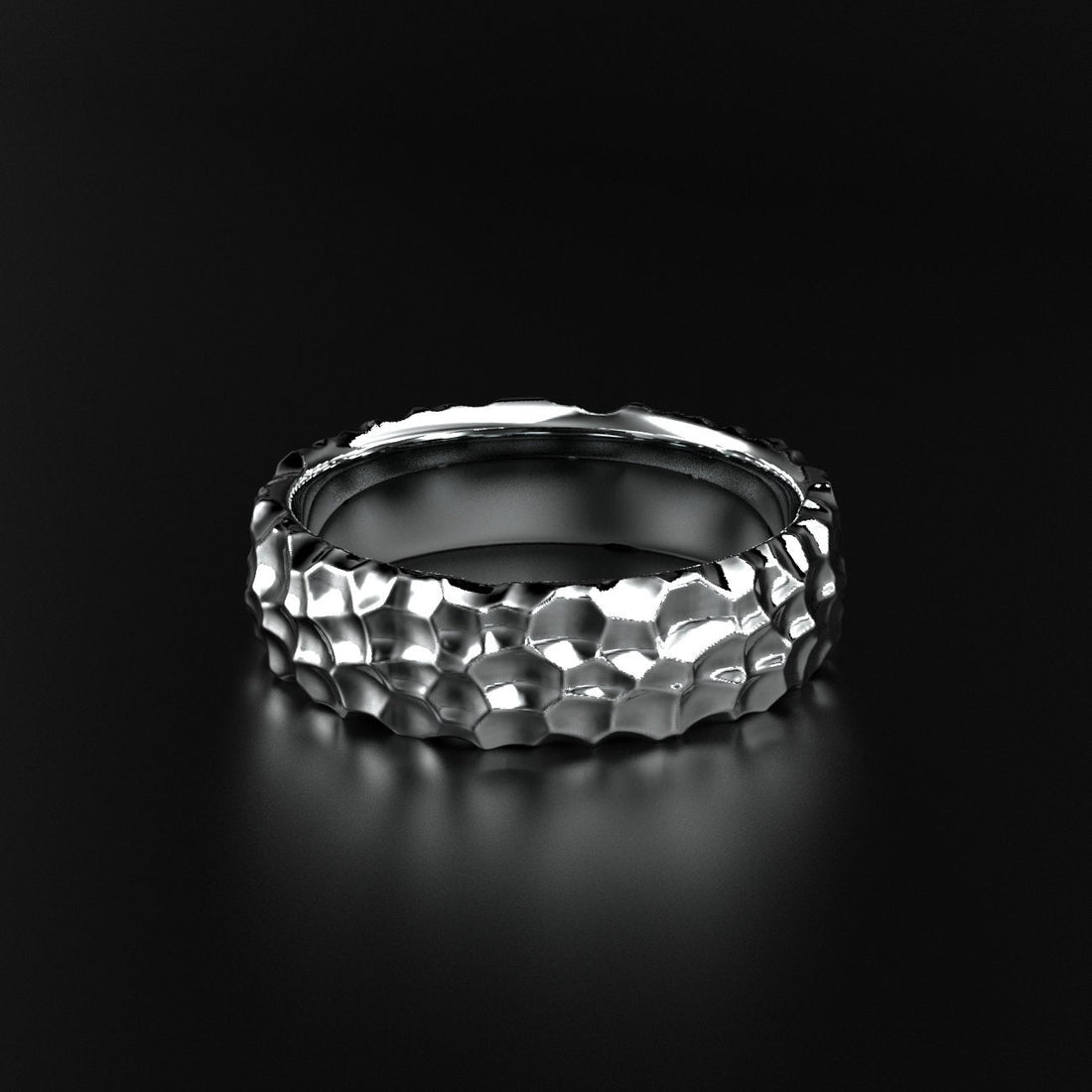 hammered wedding ring with a rustic texture, photo 1