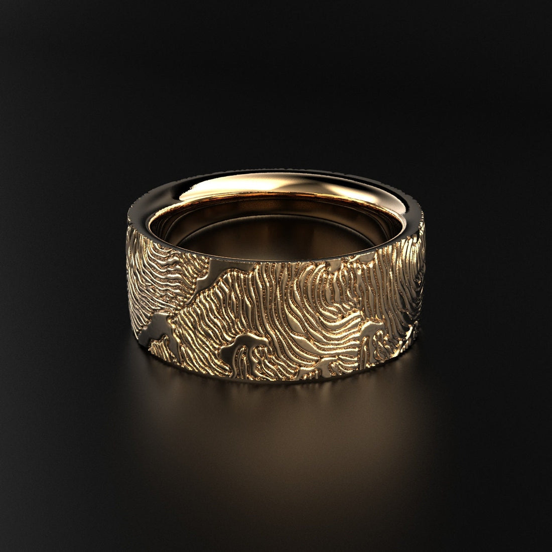 textured waves wedding ring in gold, photo 5