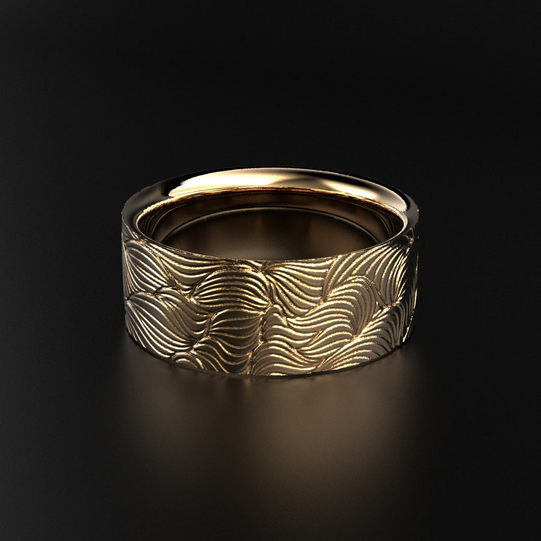 men's wave pattern wedding ring, ocean-inspired, photo 1