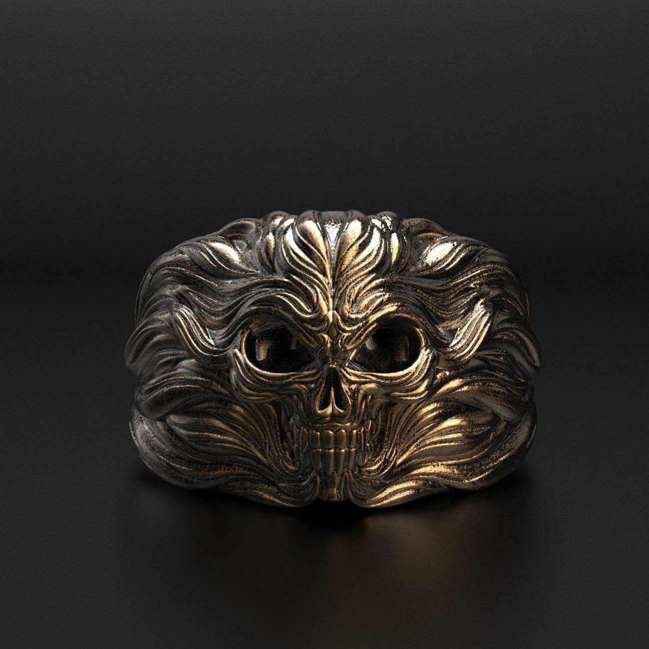 skull ring with a hundred-waves line texture, photo 3