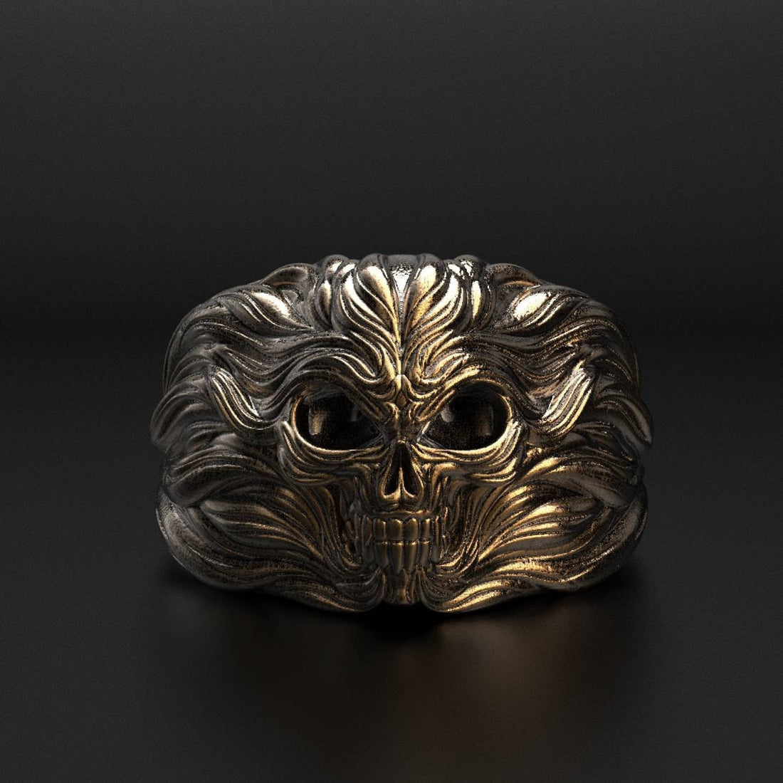 skull ring with a hundred-waves line texture, photo 3