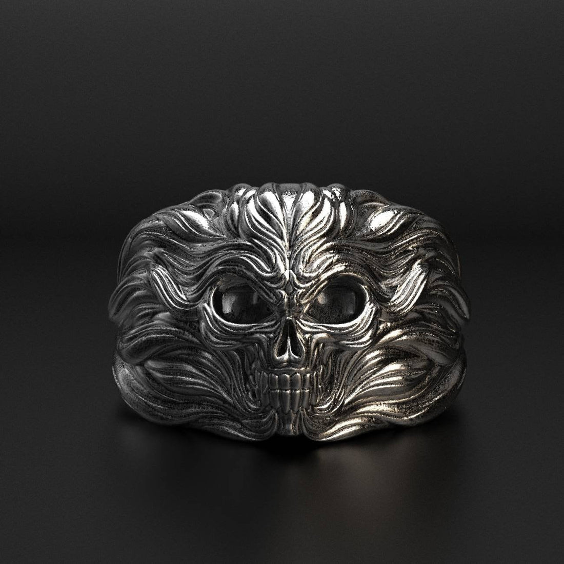 skull ring with a hundred-waves line texture, photo 1