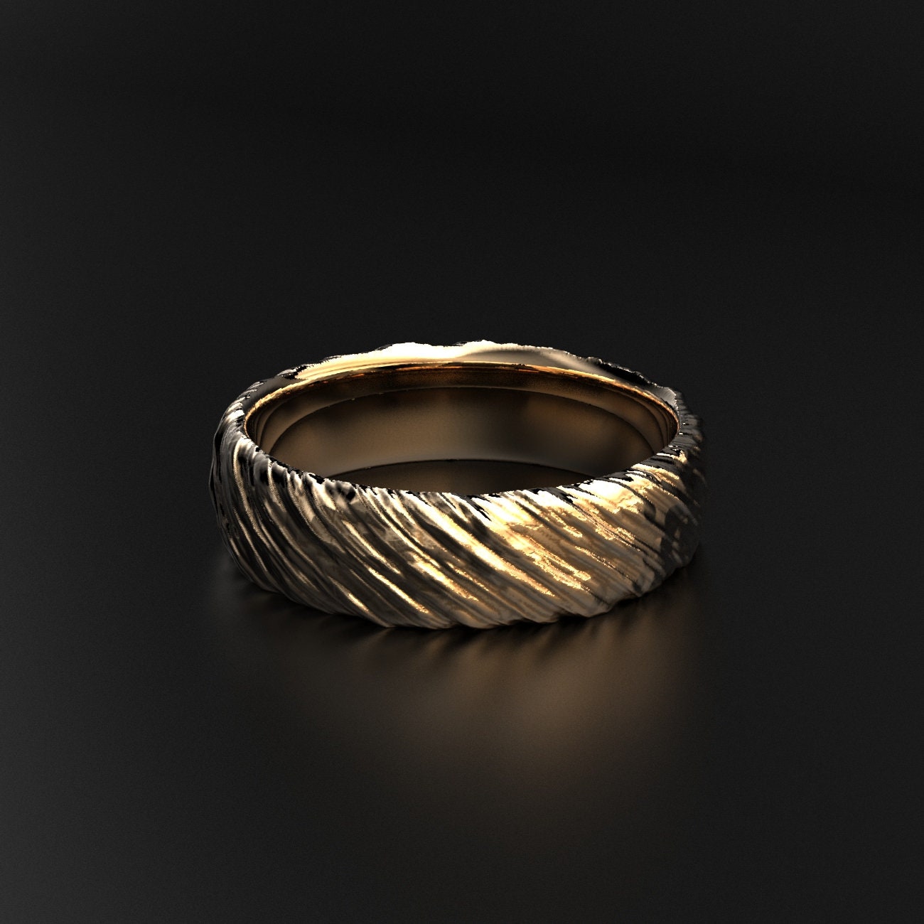 rustic hammered wedding band, photo 2