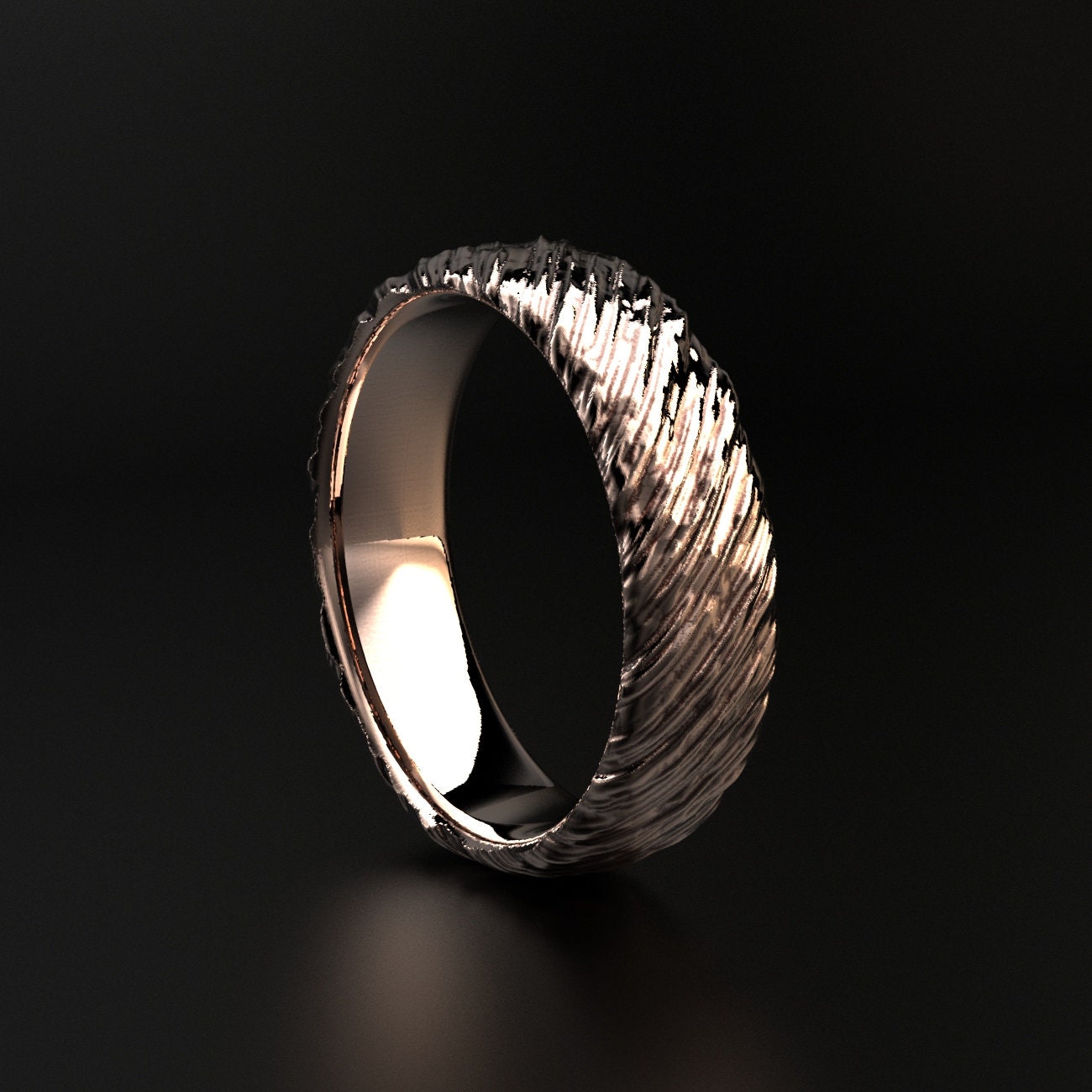 rustic hammered wedding band, photo 4
