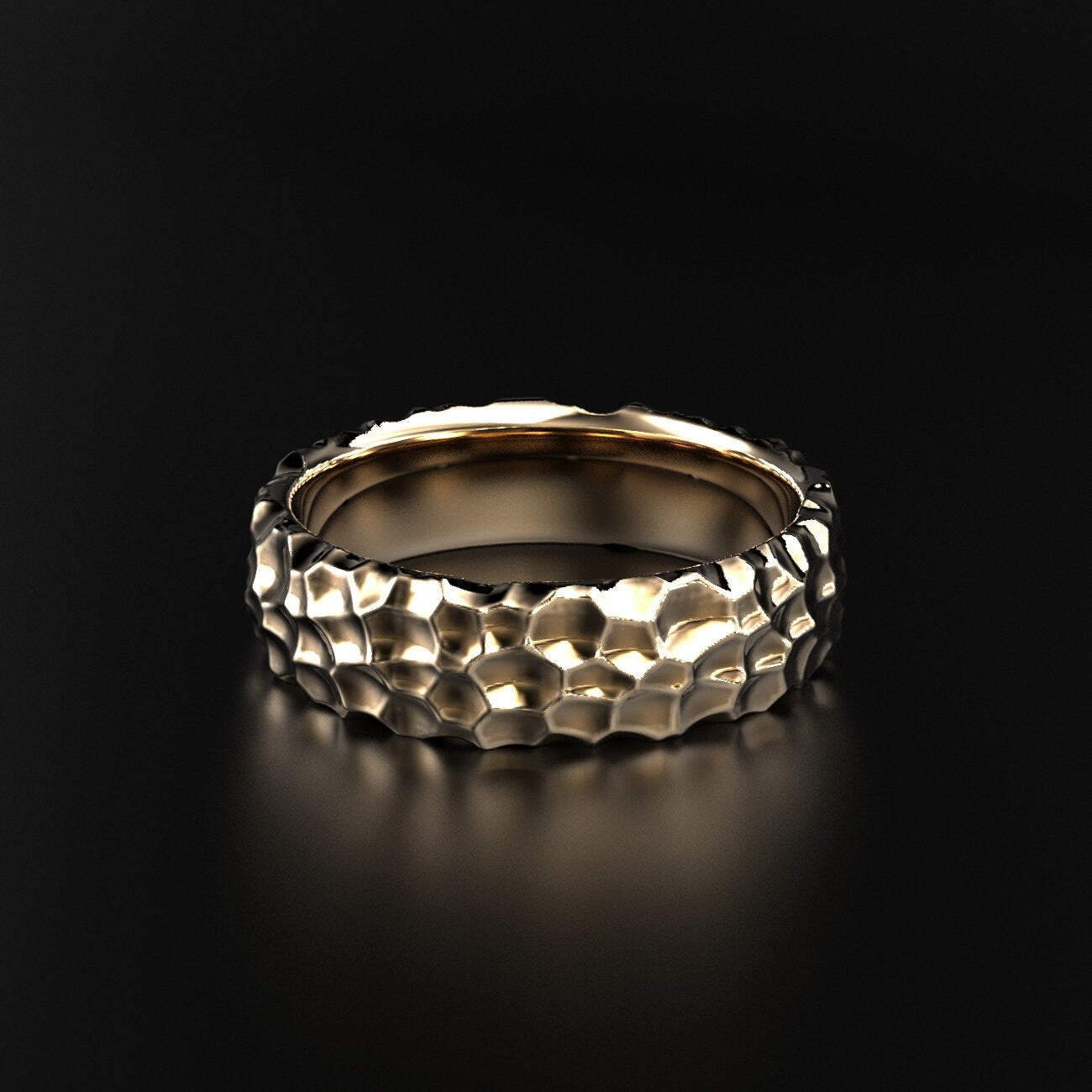 hammered wedding ring with a rustic texture, photo 2