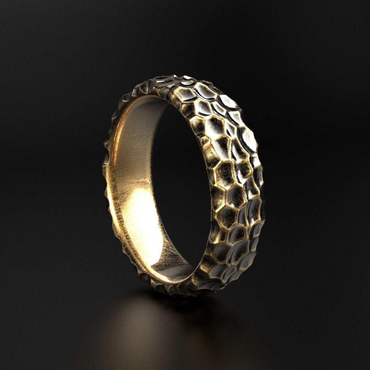 hammered wedding ring with a rustic texture, photo 6