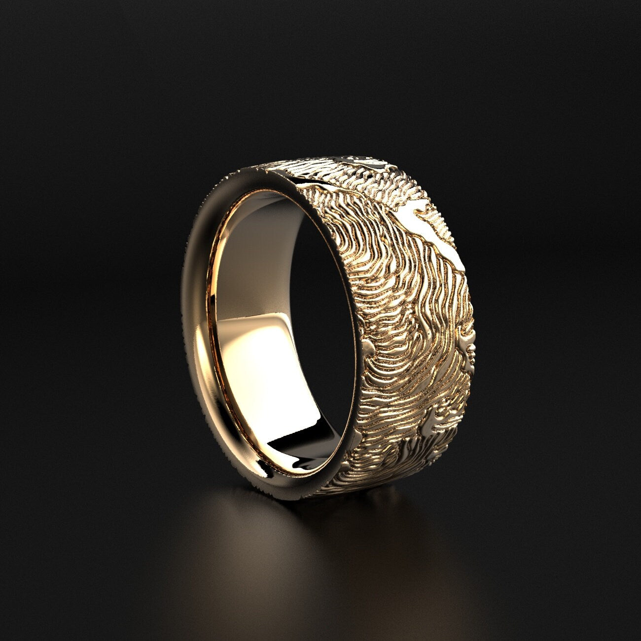 textured waves wedding ring in gold, photo 8