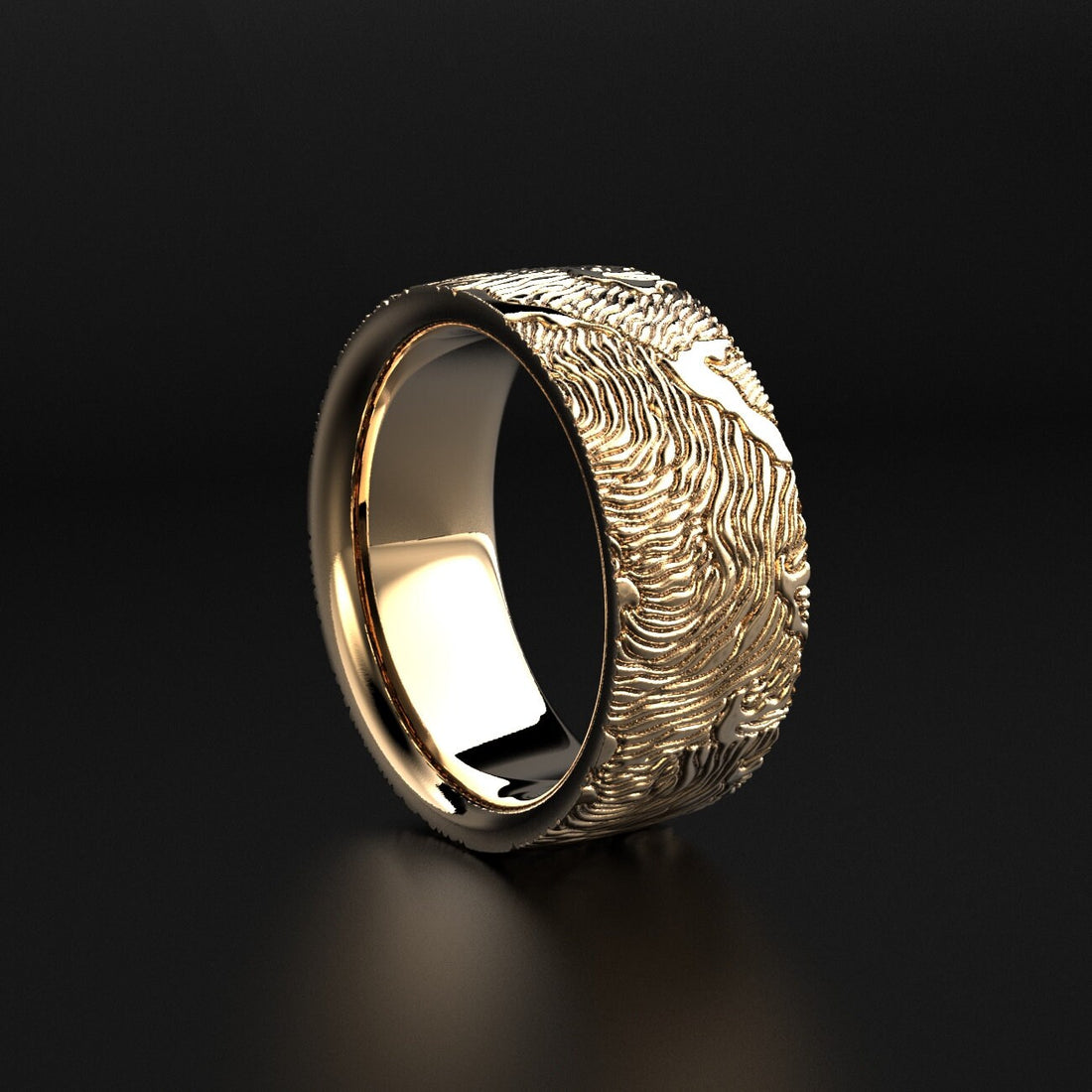 textured waves wedding ring in gold, photo 8