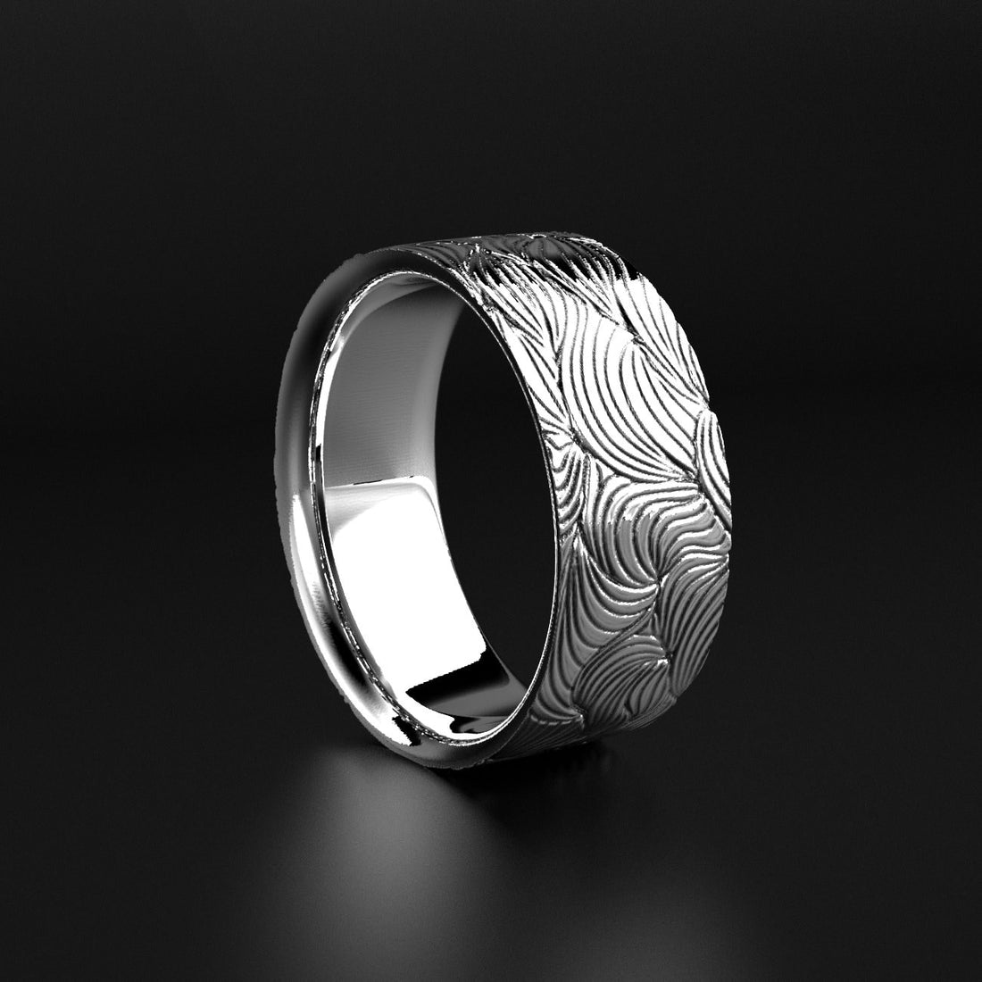 men's wave pattern wedding ring, ocean-inspired, photo 6