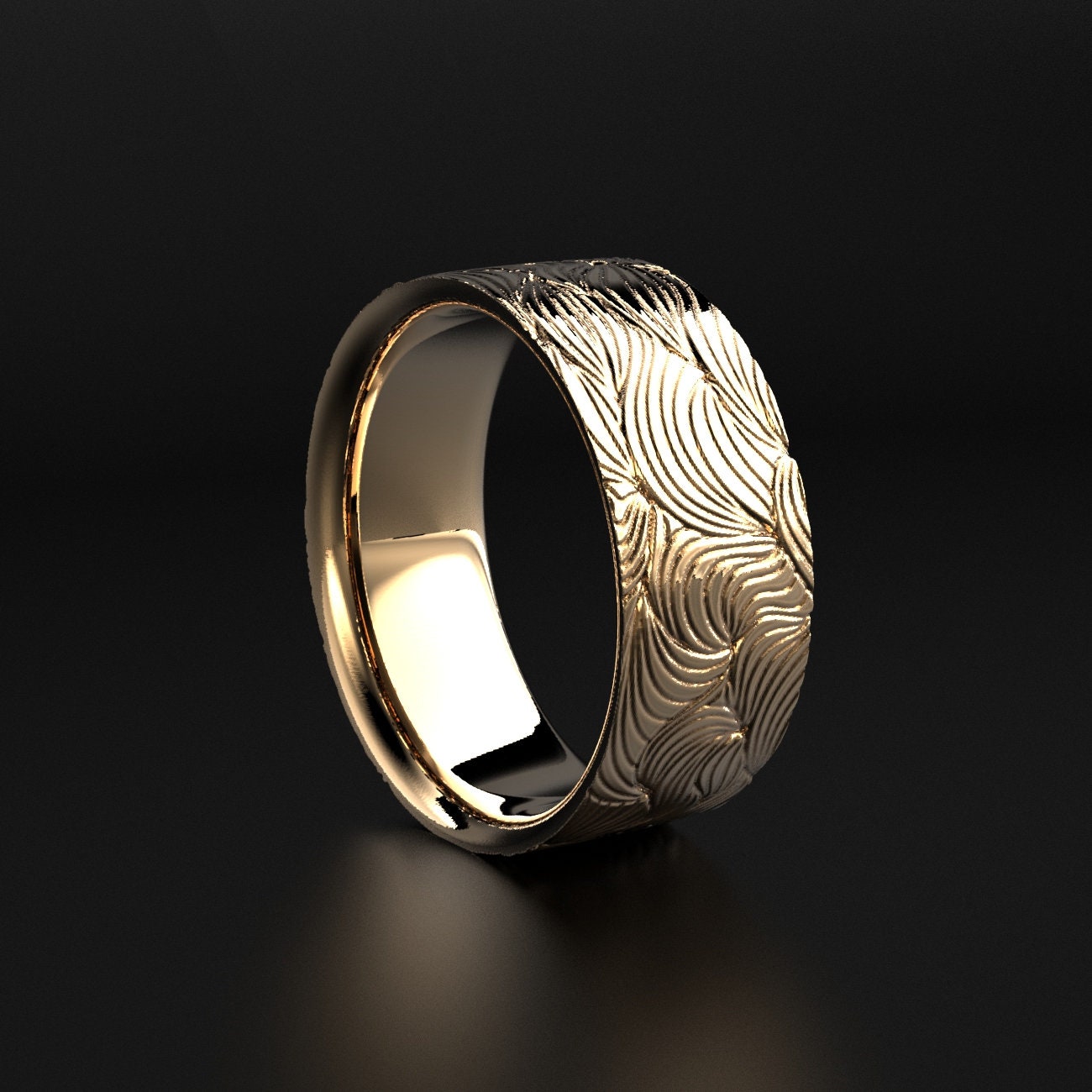 men's wave pattern wedding ring, ocean-inspired, photo 5