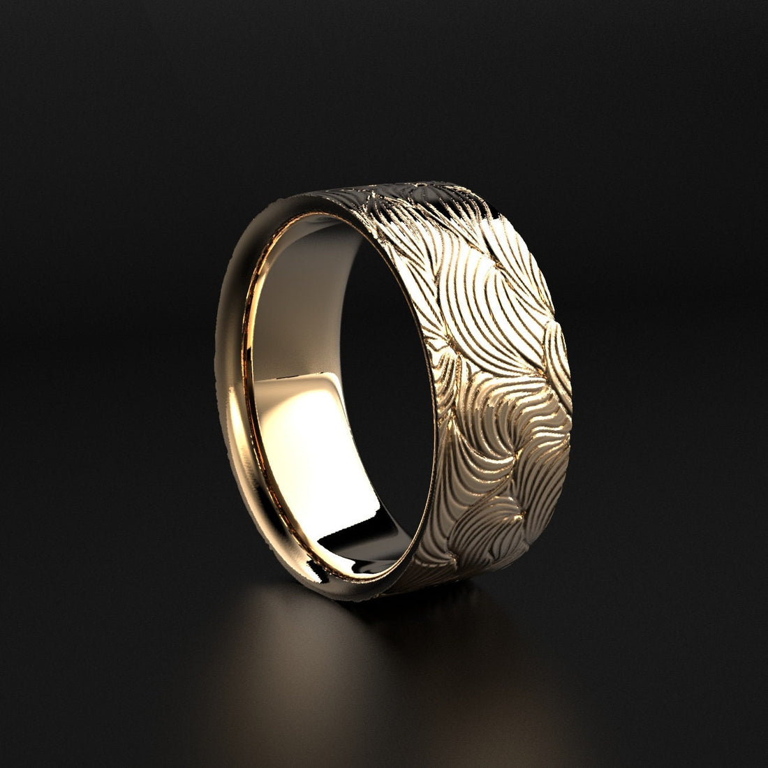 men's wave pattern wedding ring, ocean-inspired, photo 5