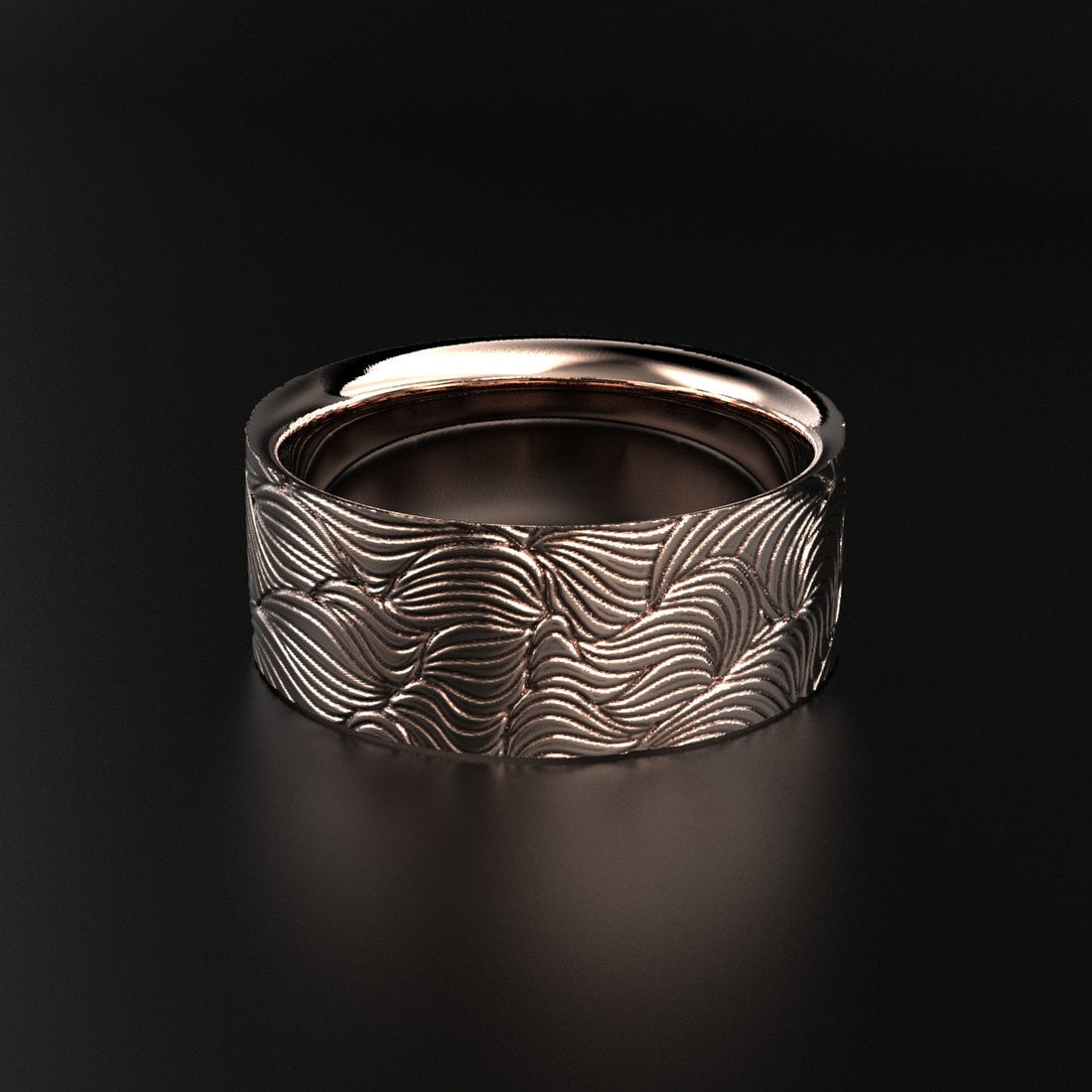 men's wave pattern wedding ring, ocean-inspired, photo 3