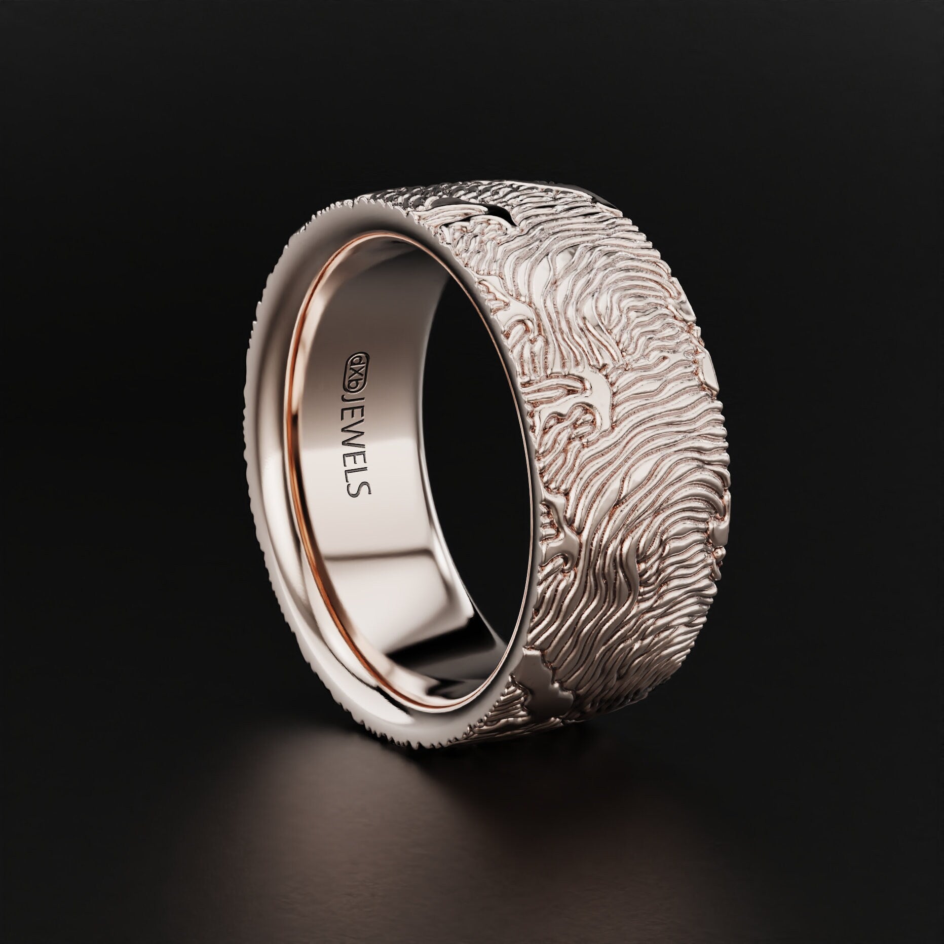 textured waves wedding ring in gold, photo 3
