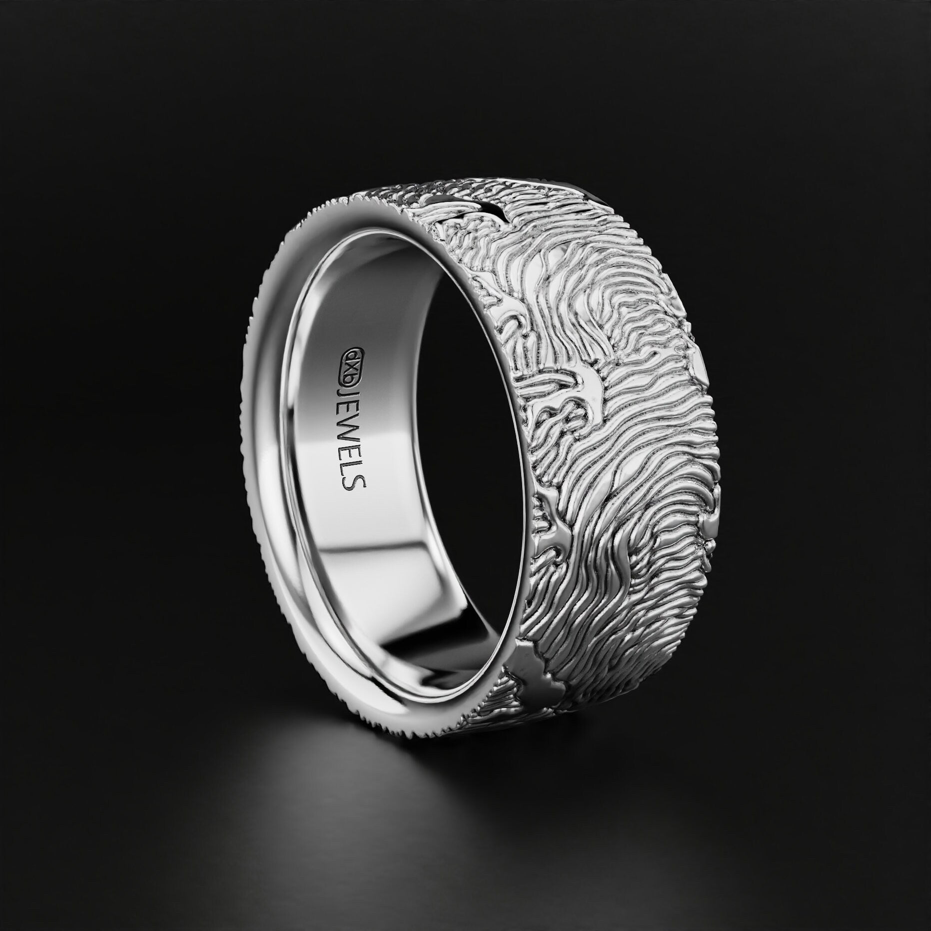 textured waves wedding ring in gold, photo 1
