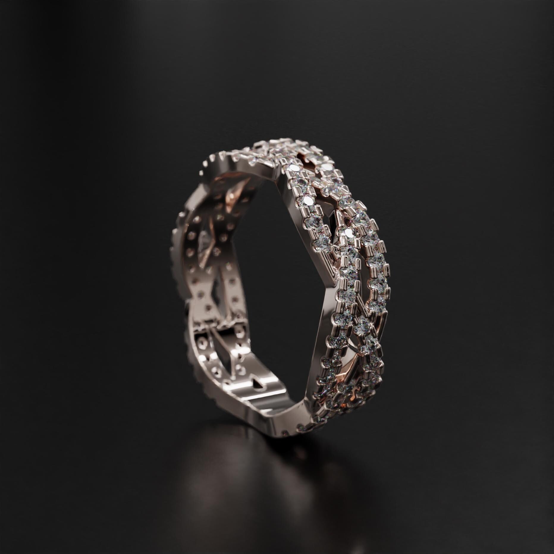 twisted braided gold ring with sparkling stone accents, photo 4