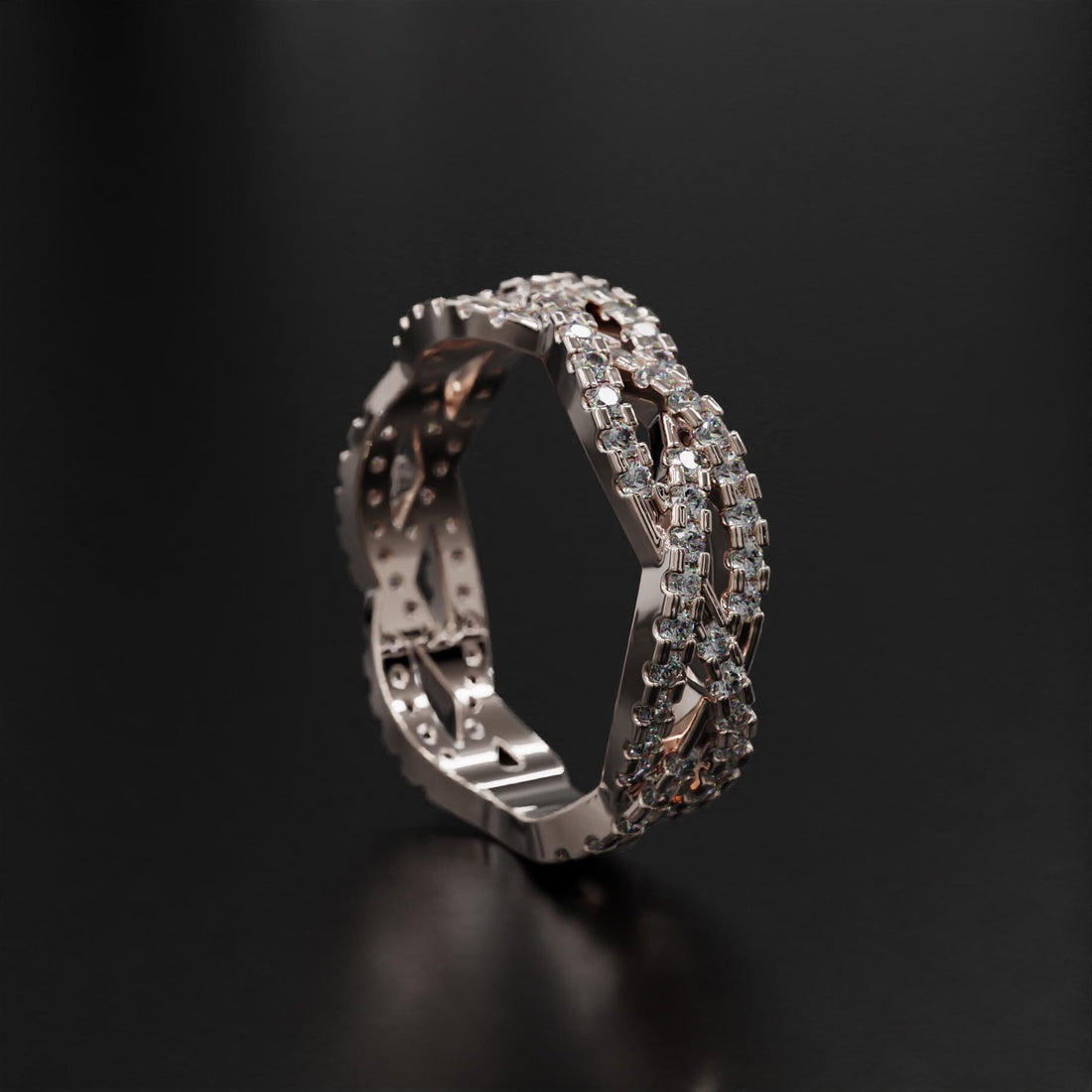 twisted braided gold ring with sparkling stone accents, photo 4