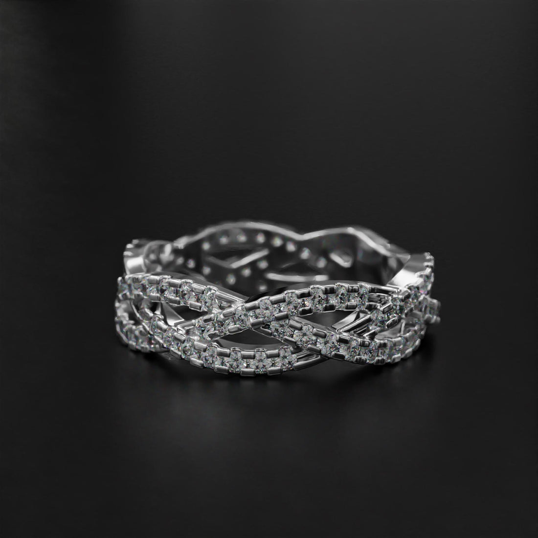 twisted braided gold ring with sparkling stone accents, photo 8