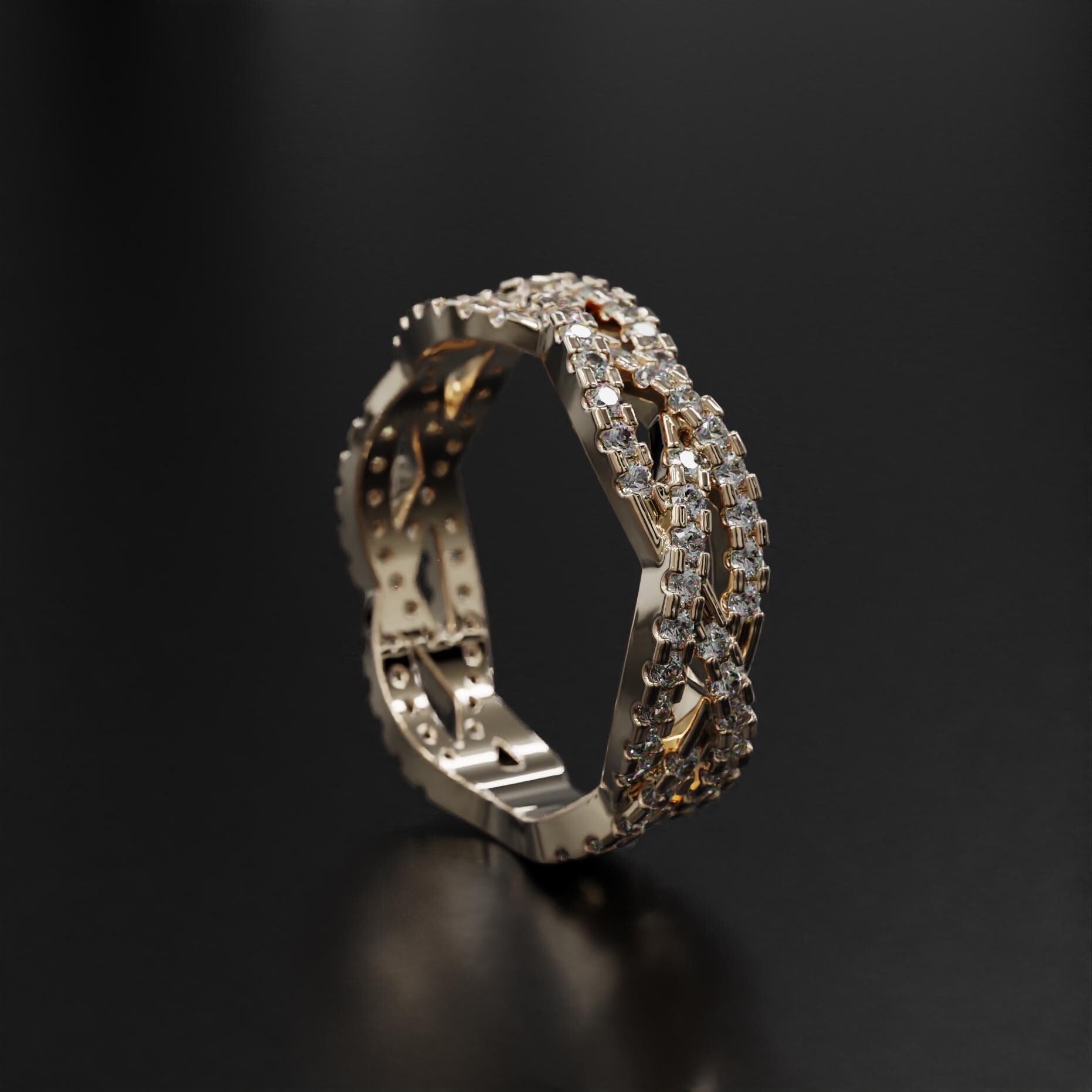 twisted braided gold ring with sparkling stone accents, photo 10