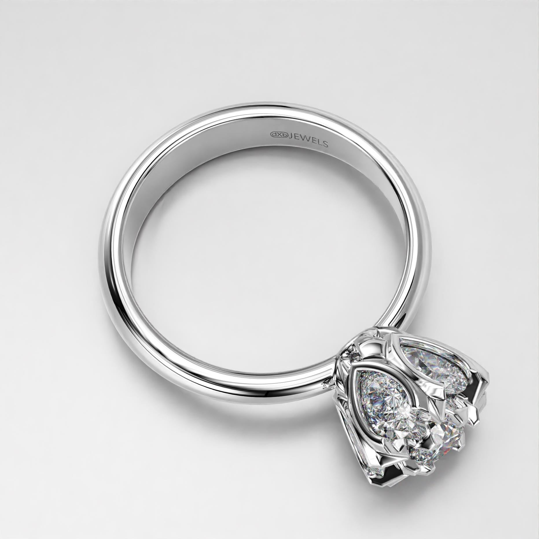 art deco floral wedding ring with a stone cluster, photo 5