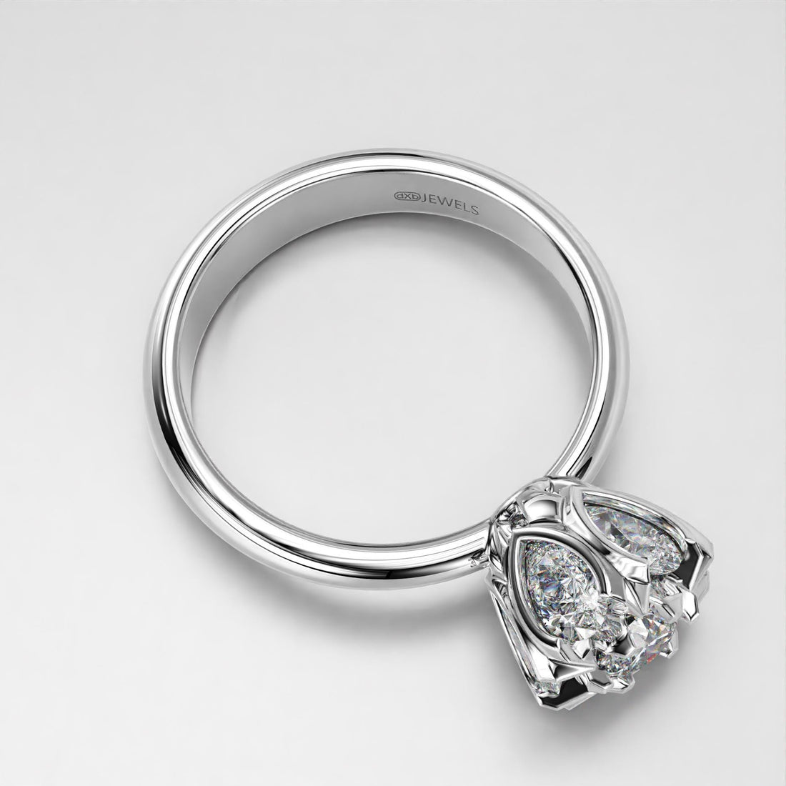 art deco floral wedding ring with a stone cluster, photo 5
