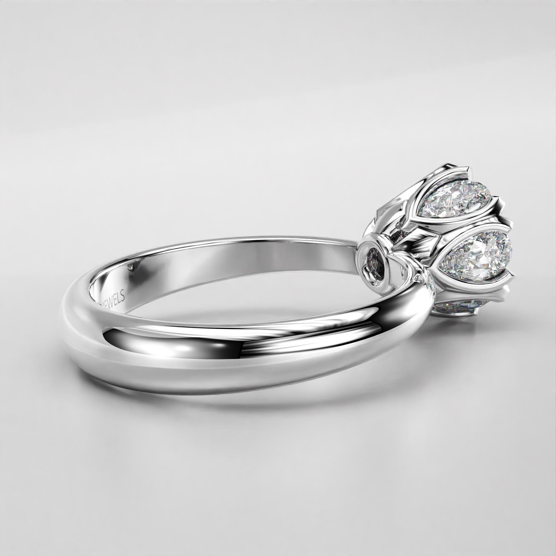 art deco floral wedding ring with a stone cluster, photo 8