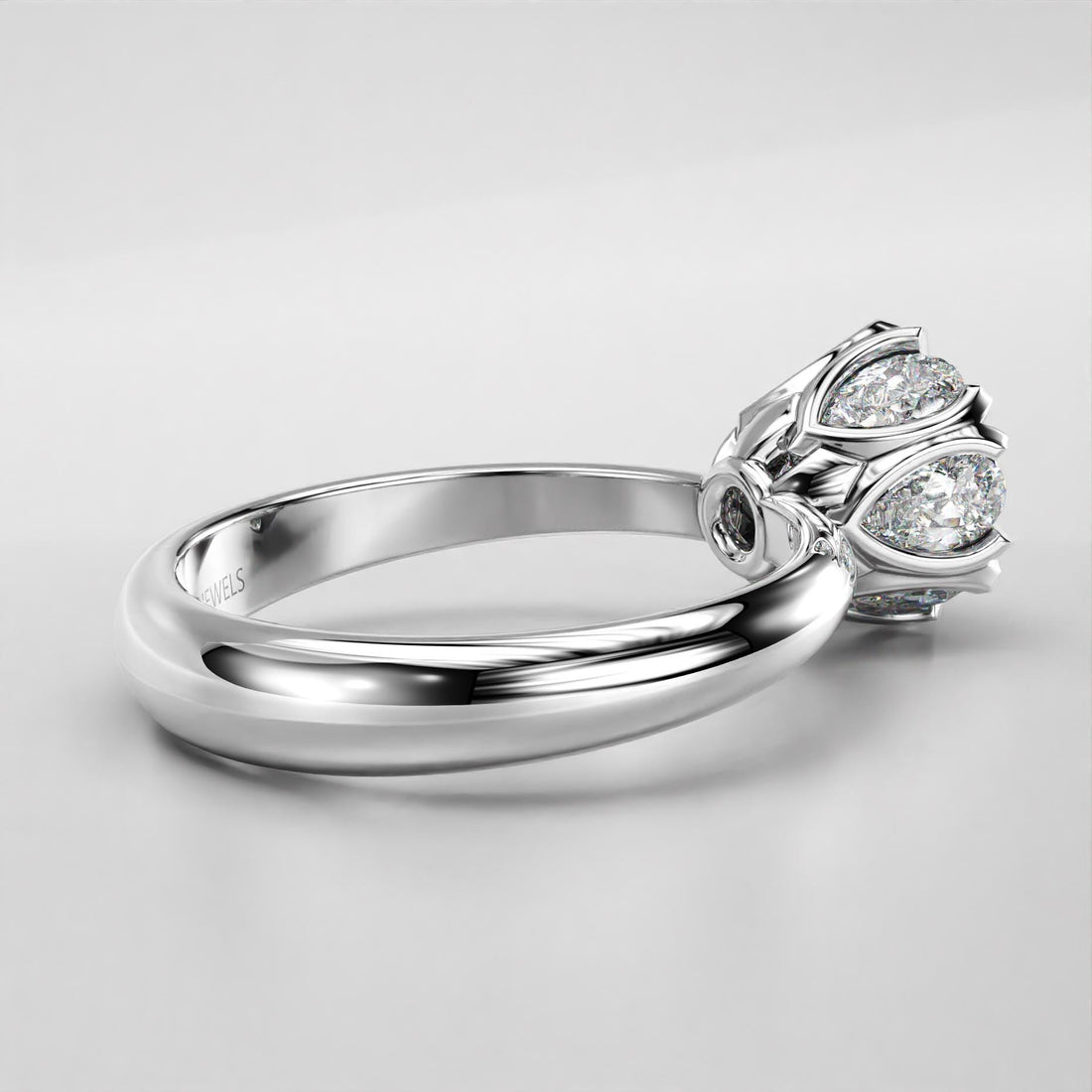 art deco floral wedding ring with a stone cluster, photo 8