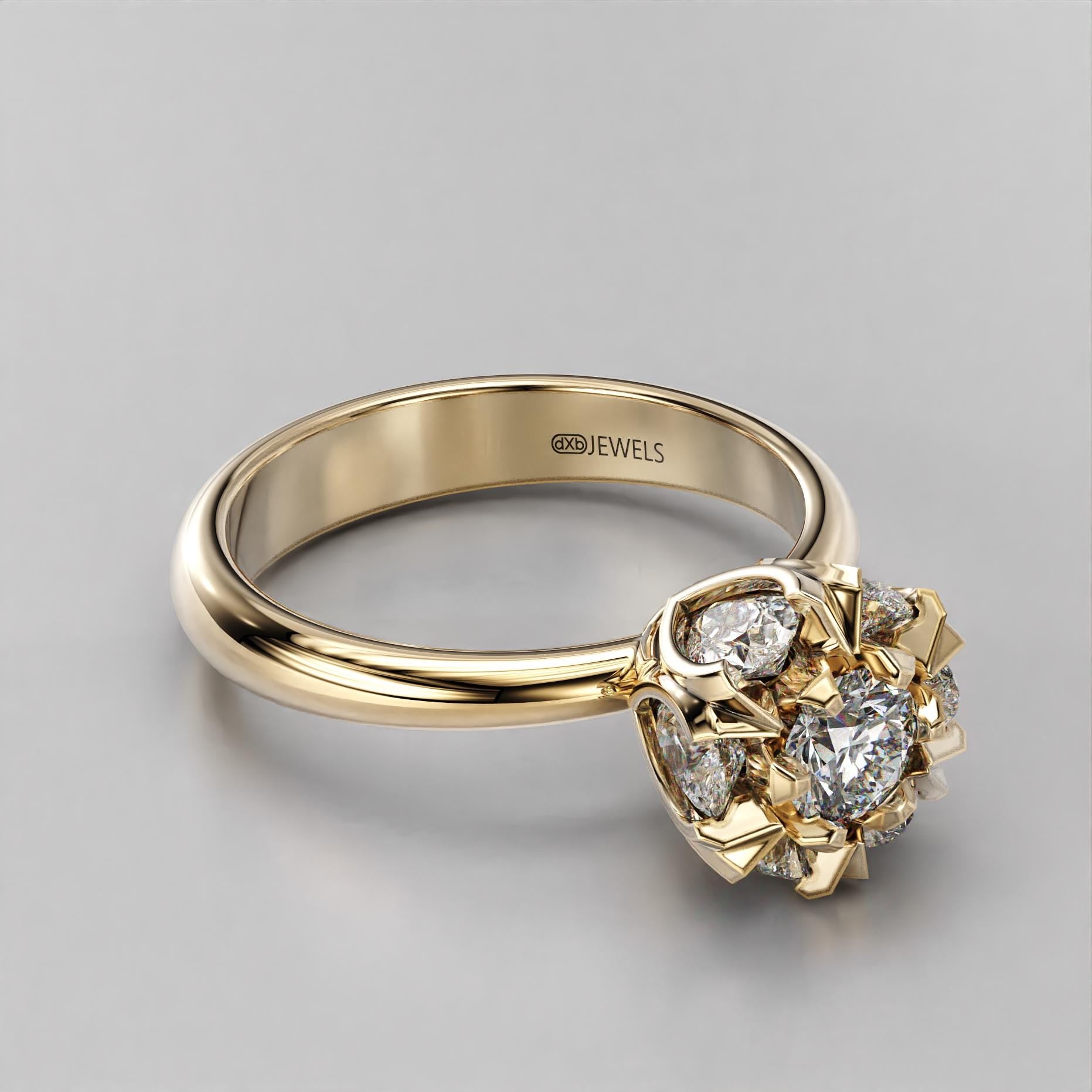art deco floral wedding ring with a stone cluster, photo 10