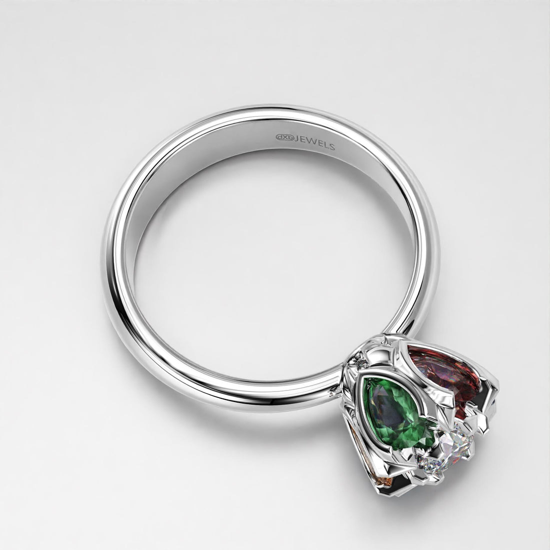 art deco floral wedding ring with a stone cluster, photo 3