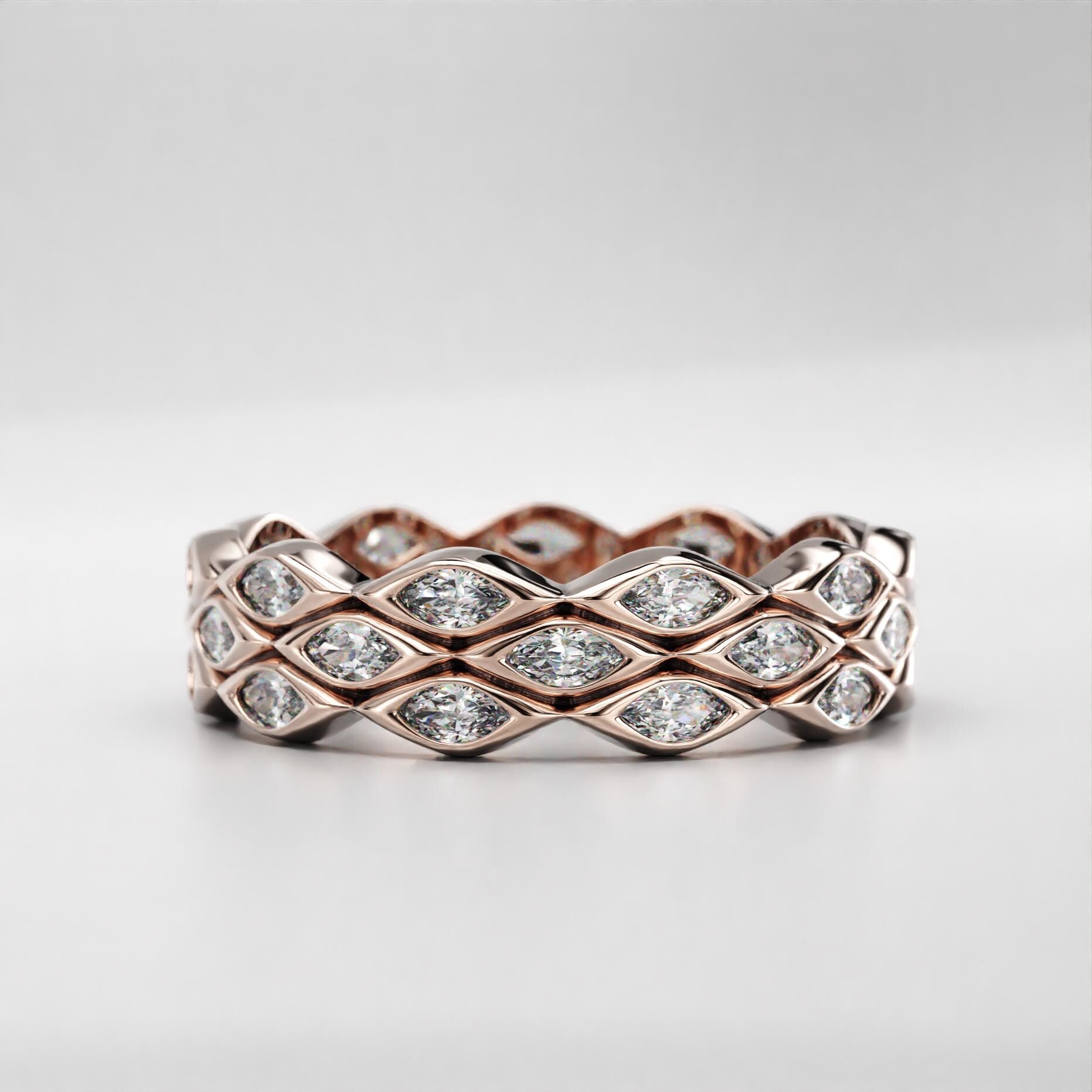 modern marquise wedding ring with sparkling stones, photo 4