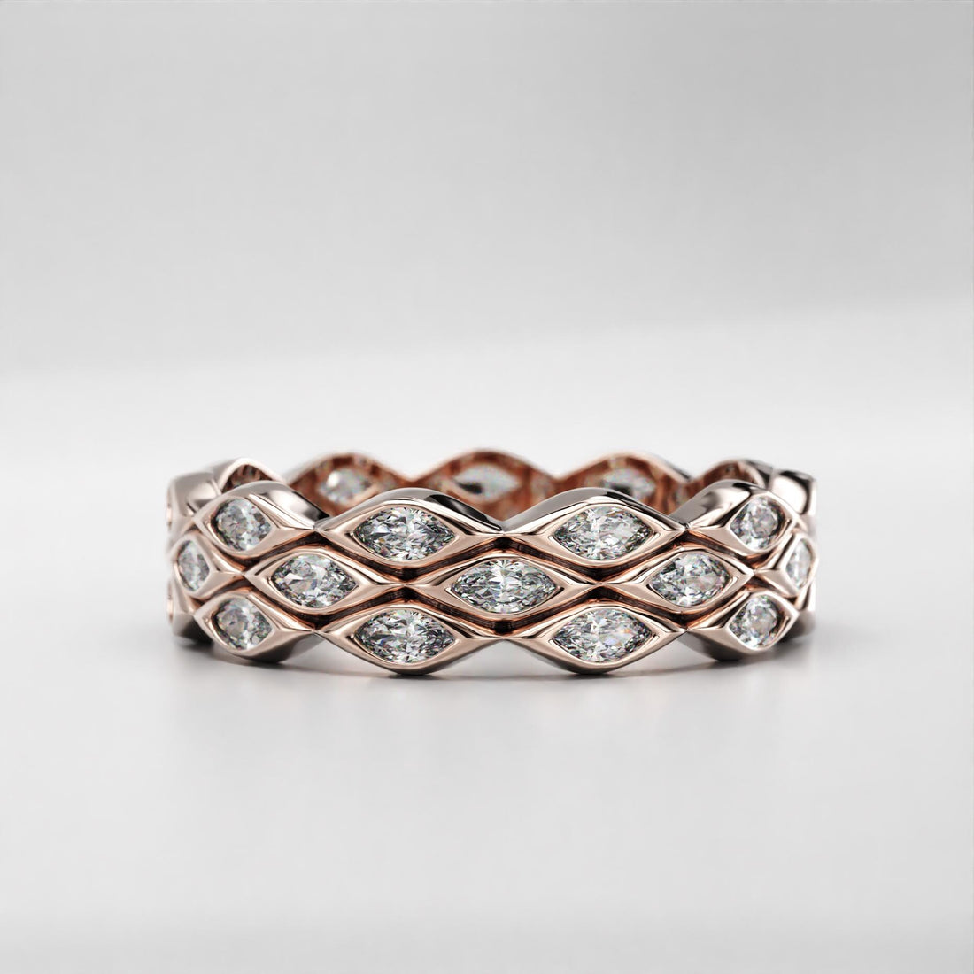 modern marquise wedding ring with sparkling stones, photo 4