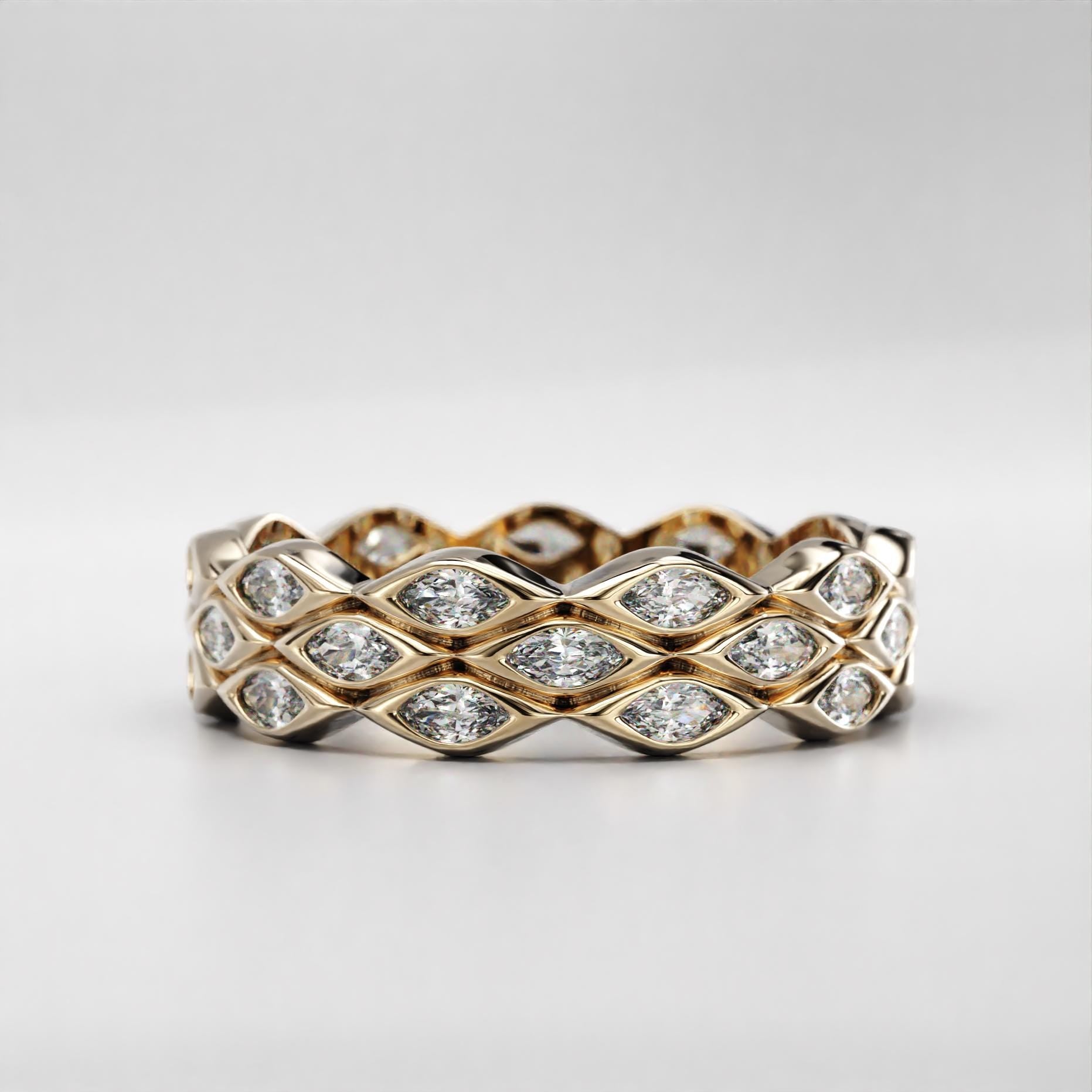 modern marquise wedding ring with sparkling stones, photo 6