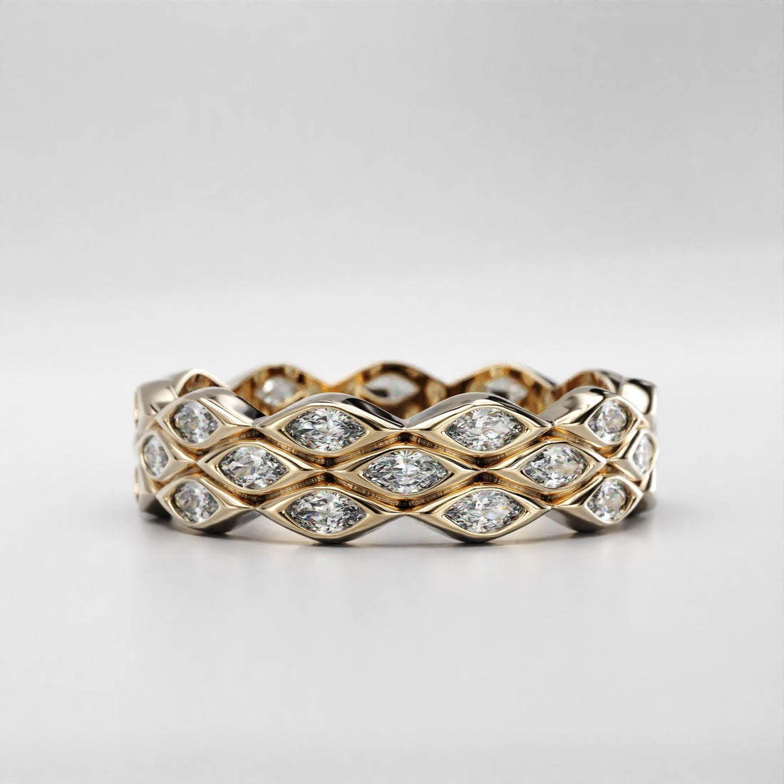 modern marquise wedding ring with sparkling stones, photo 6