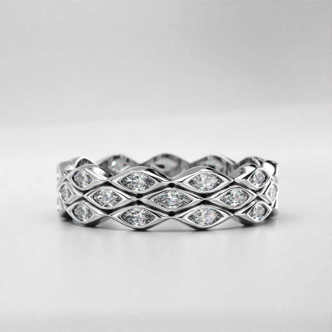 modern marquise wedding ring with sparkling stones, photo 7