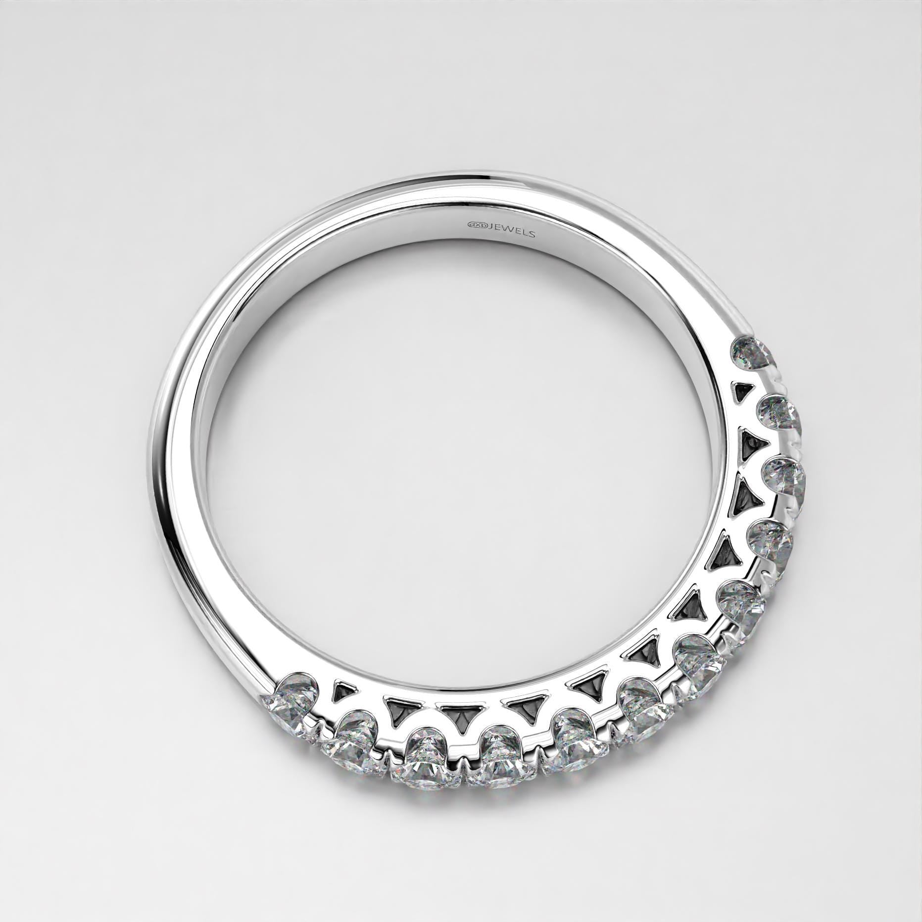 scallop shared claw wedding band with sparkling stones, photo 3