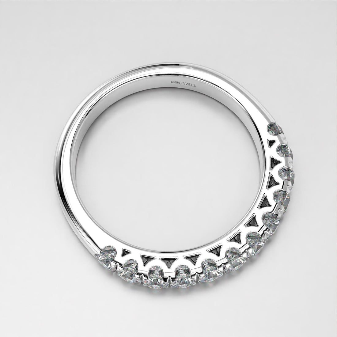 scallop shared claw wedding band with sparkling stones, photo 3
